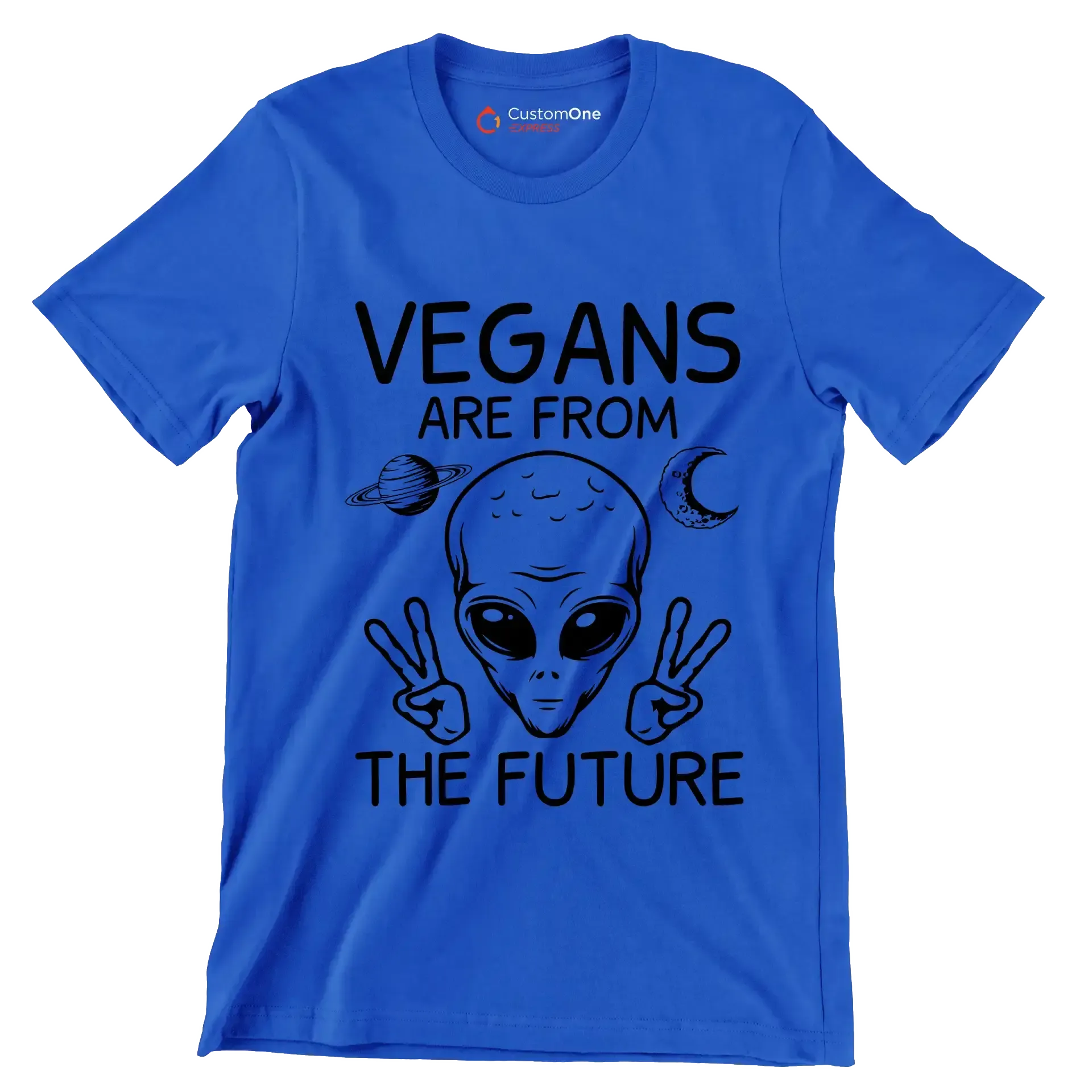 Vegans are from the future - Vegan Themed T-Shirt-Blue-S-Custom One Express