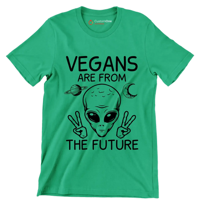 Vegans are from the future - Vegan Themed T-Shirt-Green-S-Custom One Express