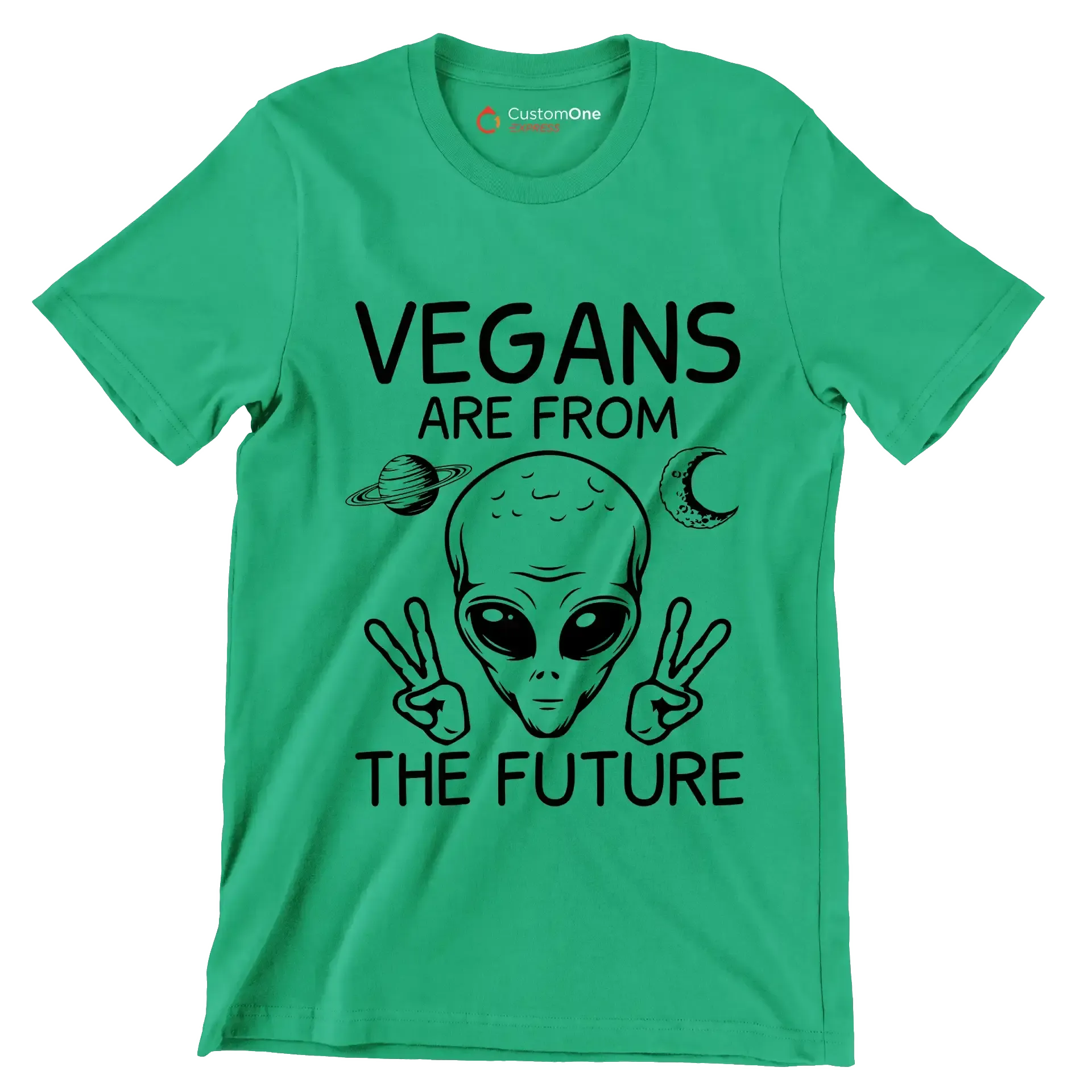 Vegans are from the future - Vegan Themed T-Shirt-Green-S-Custom One Express