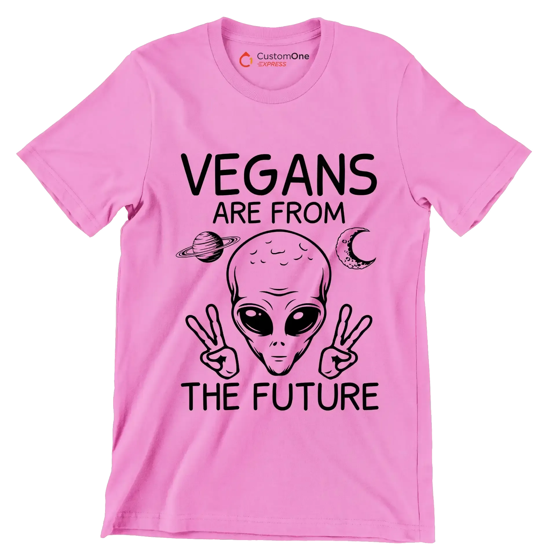 Vegans are from the future - Vegan Themed T-Shirt-Pink-S-Custom One Express