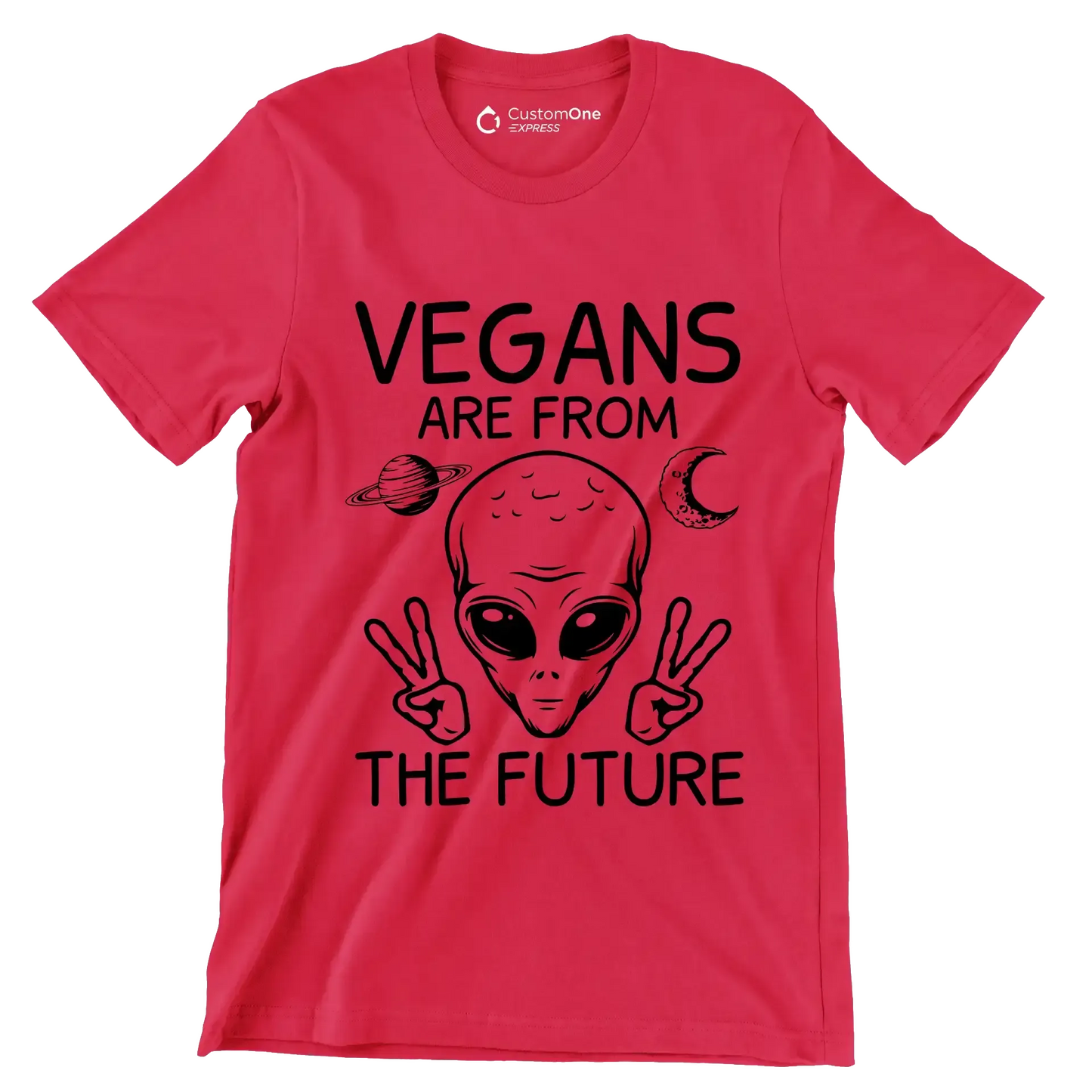 Vegans are from the future - Vegan Themed T-Shirt-Red-S-Custom One Express