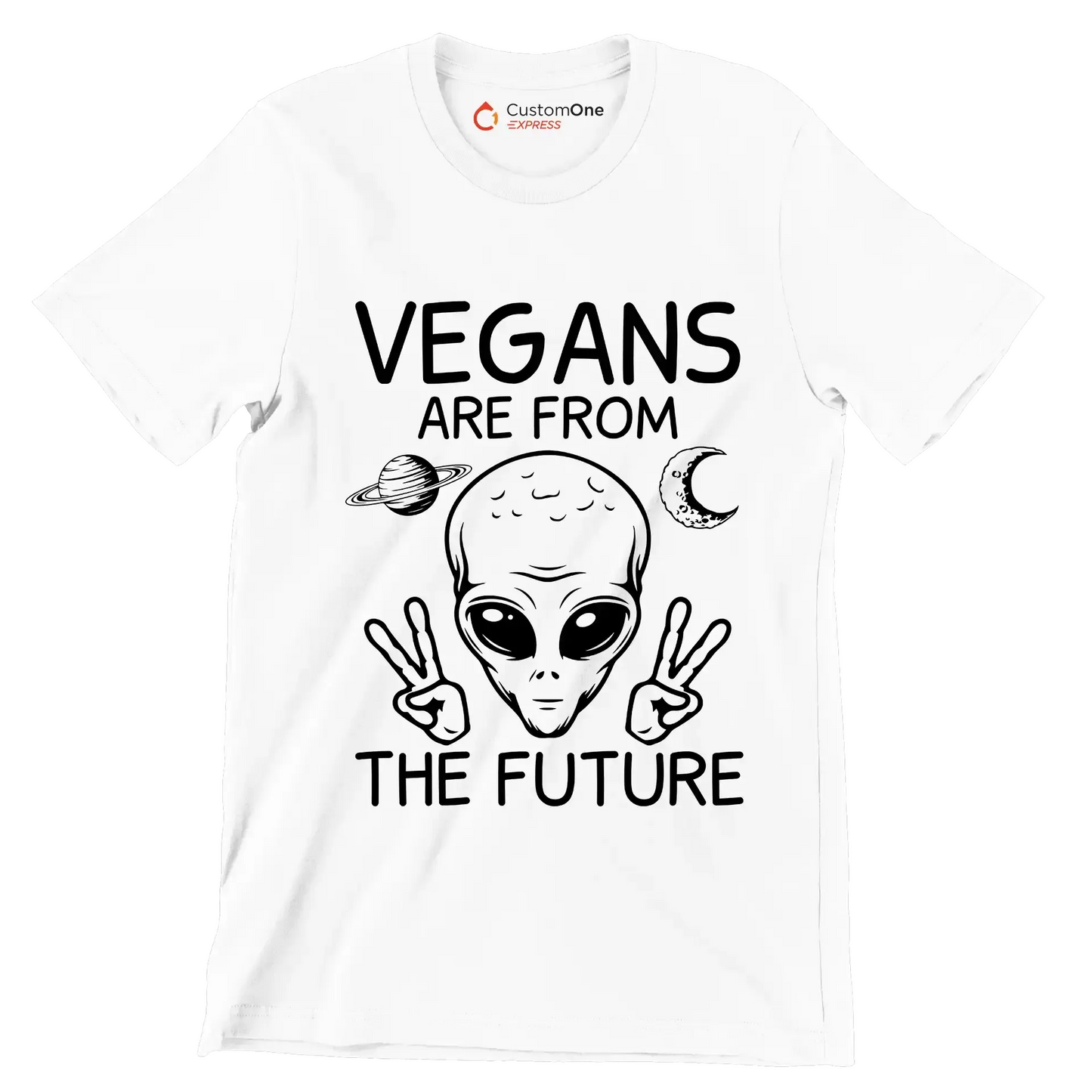 Vegans are from the future - Vegan Themed T-Shirt-White-S-Custom One Express