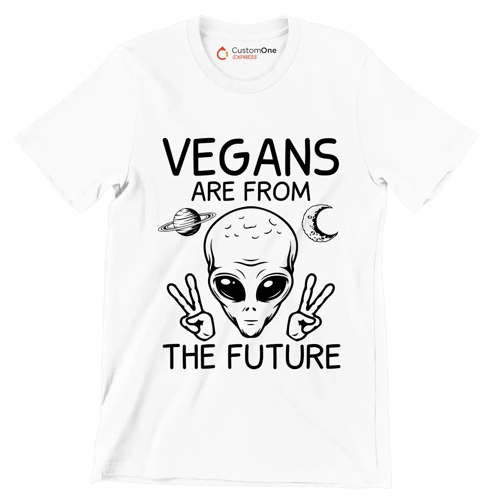 Vegans are from the future - Vegan Themed T-Shirt-White-S-Custom One Express