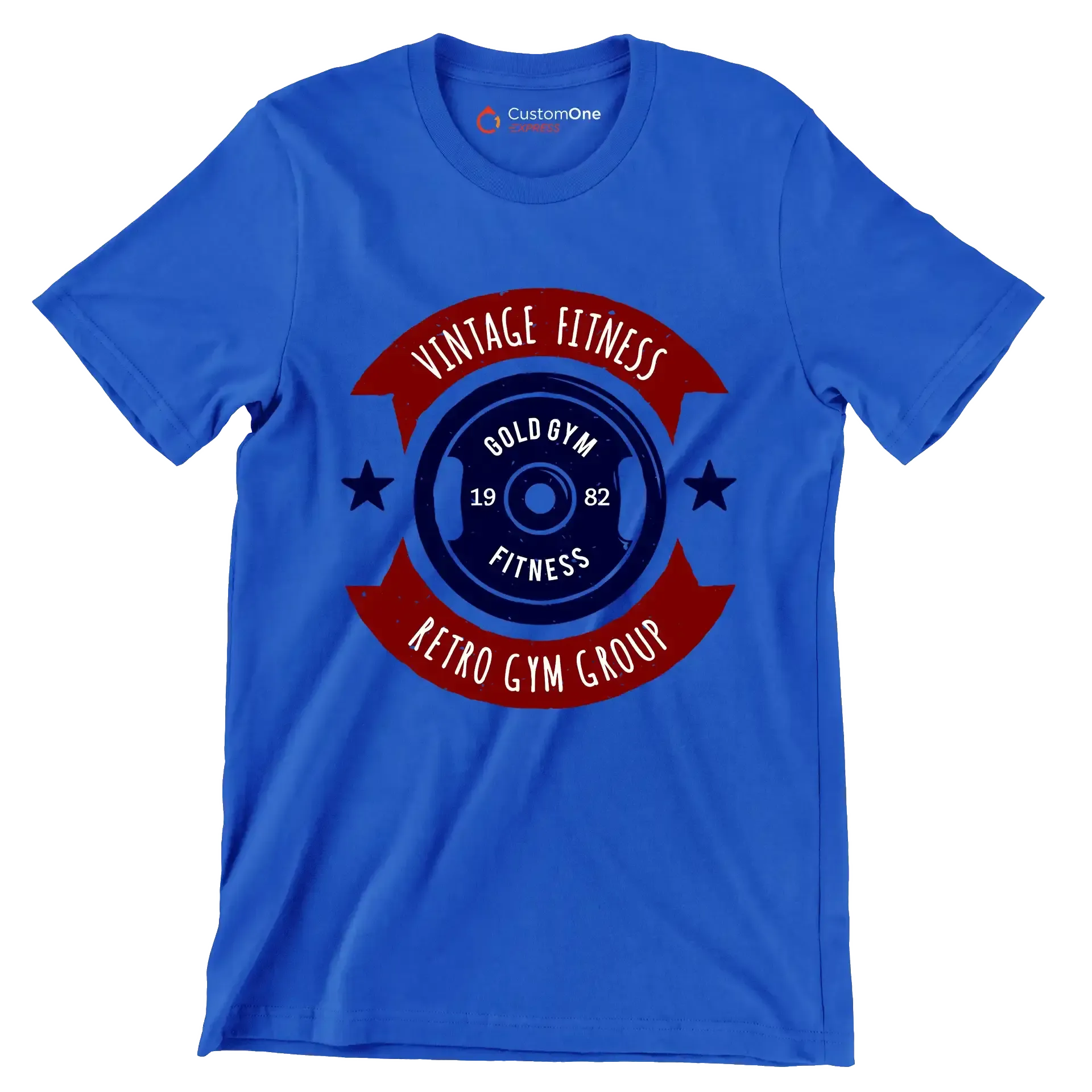 Vintage Fitness Gold Gym Retro Gym Group - Gym Themed T-Shirt-Blue-S-Custom One Express
