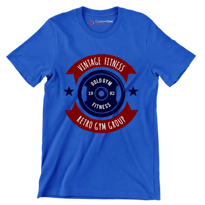 Vintage Fitness Gold Gym Retro Gym Group - Gym Themed T-Shirt-Blue-S-Custom One Express