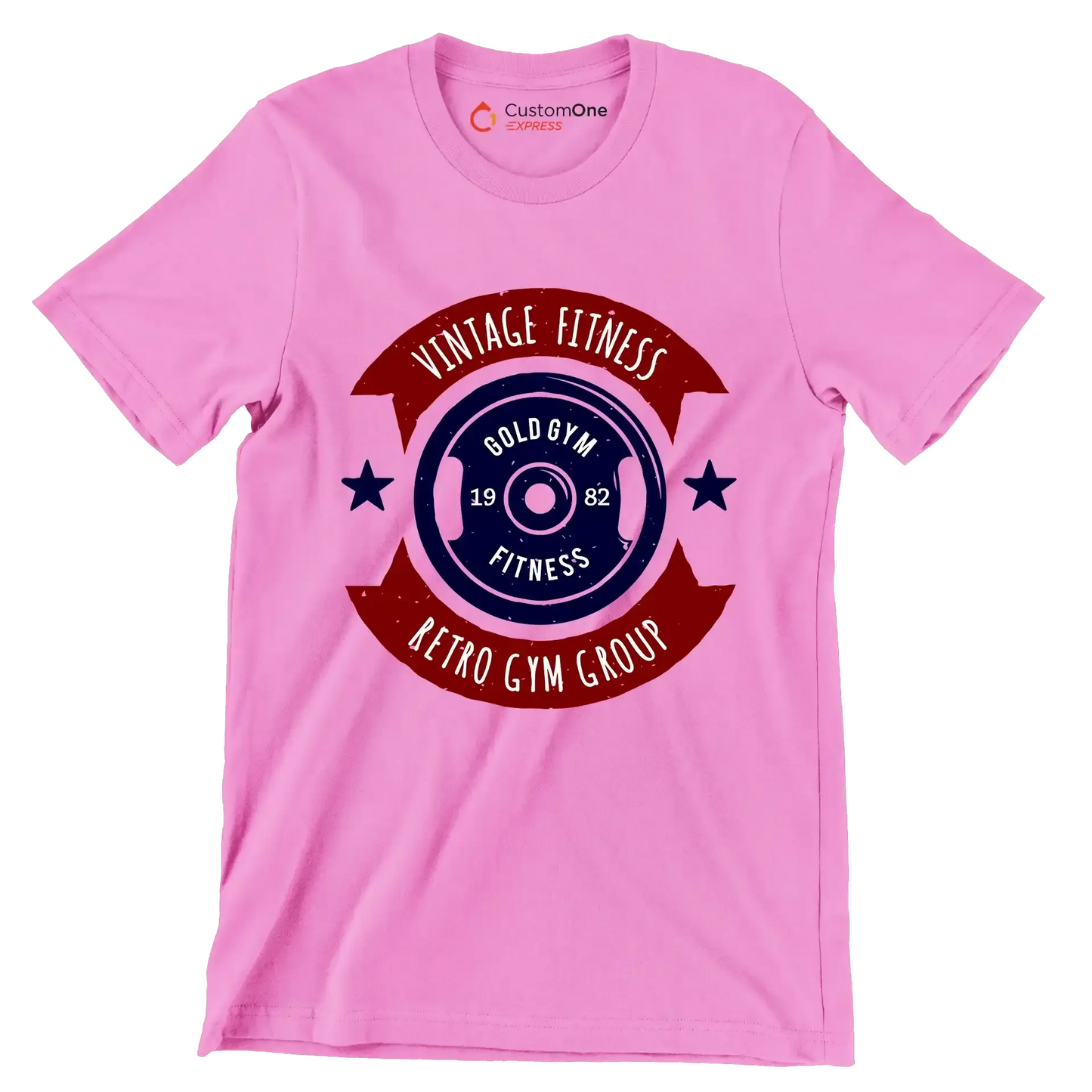 Vintage Fitness Gold Gym Retro Gym Group - Gym Themed T-Shirt-Pink-S-Custom One Express