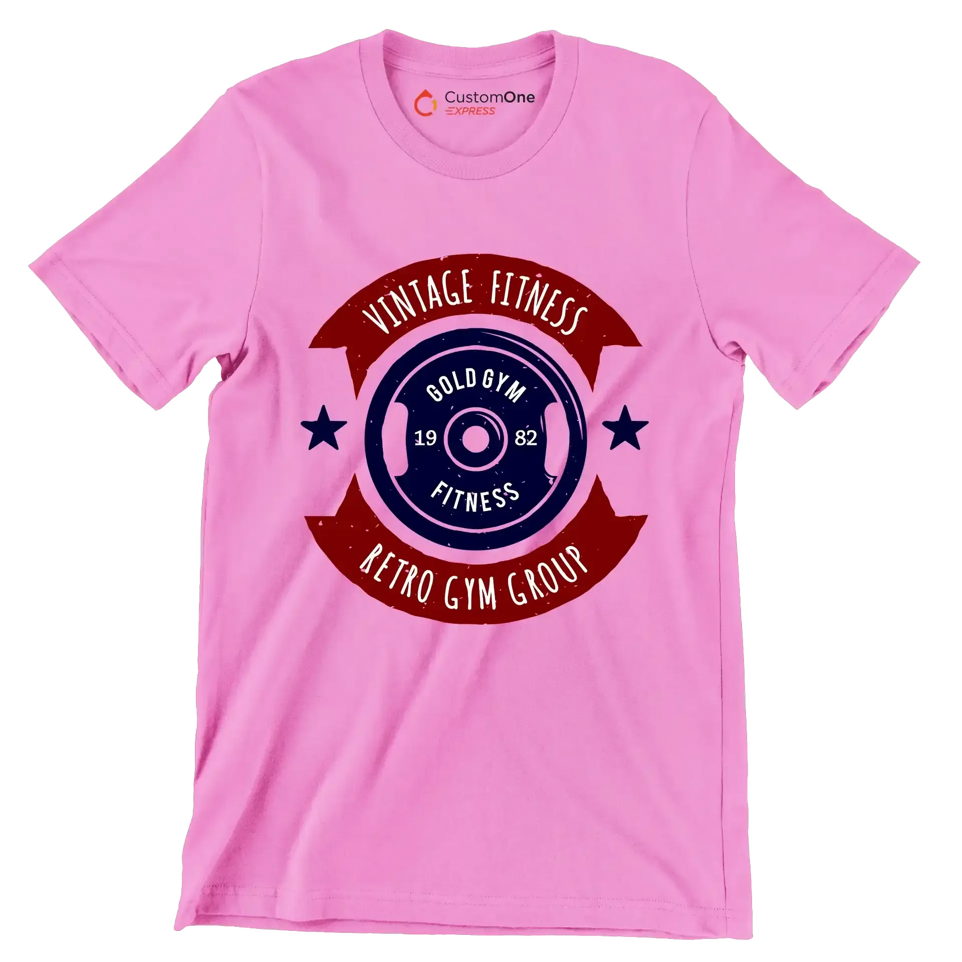 Vintage Fitness Gold Gym Retro Gym Group - Gym Themed T-Shirt-Pink-S-Custom One Express