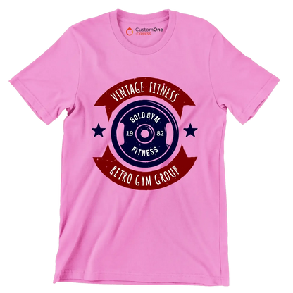 Vintage Fitness Gold Gym Retro Gym Group - Gym Themed T-Shirt-Pink-S-Custom One Express