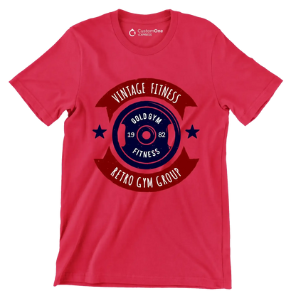 Vintage Fitness Gold Gym Retro Gym Group - Gym Themed T-Shirt-Red-S-Custom One Express