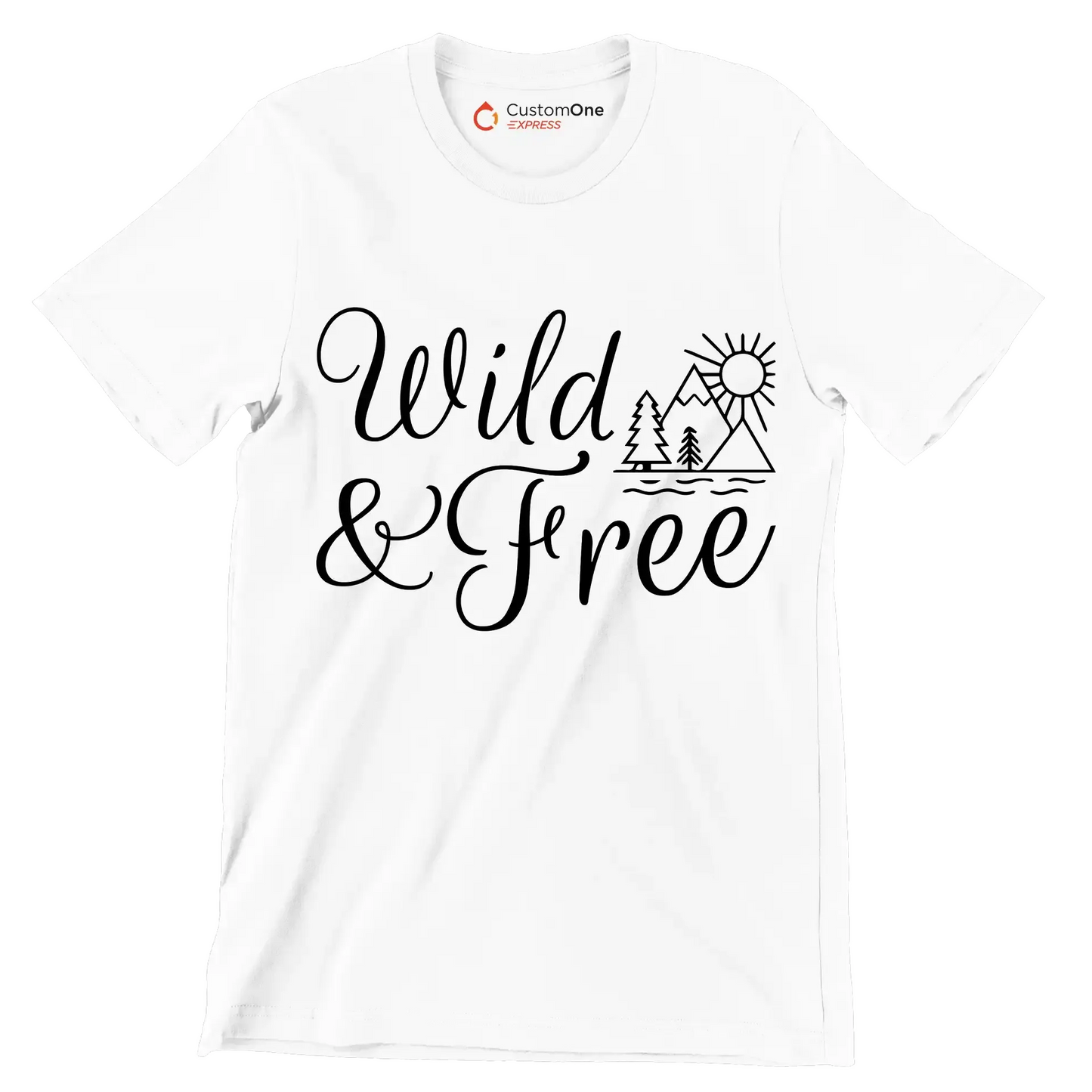 WILD & FREE - Hiking Themed T-Shirt-White-S-Custom One Express