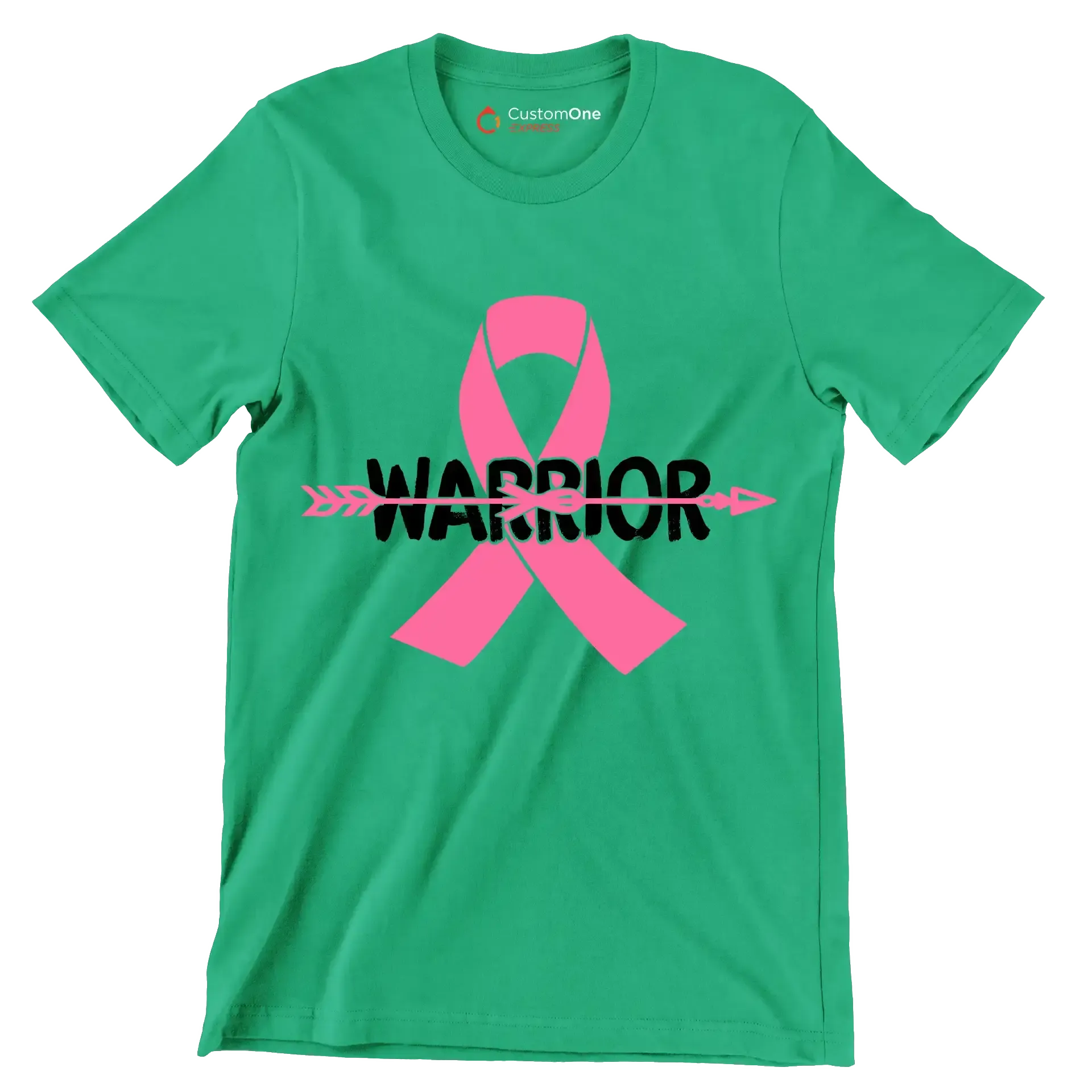 Warrior - Breast Cancer Awareness T-Shirt-Green-S-Custom One Express