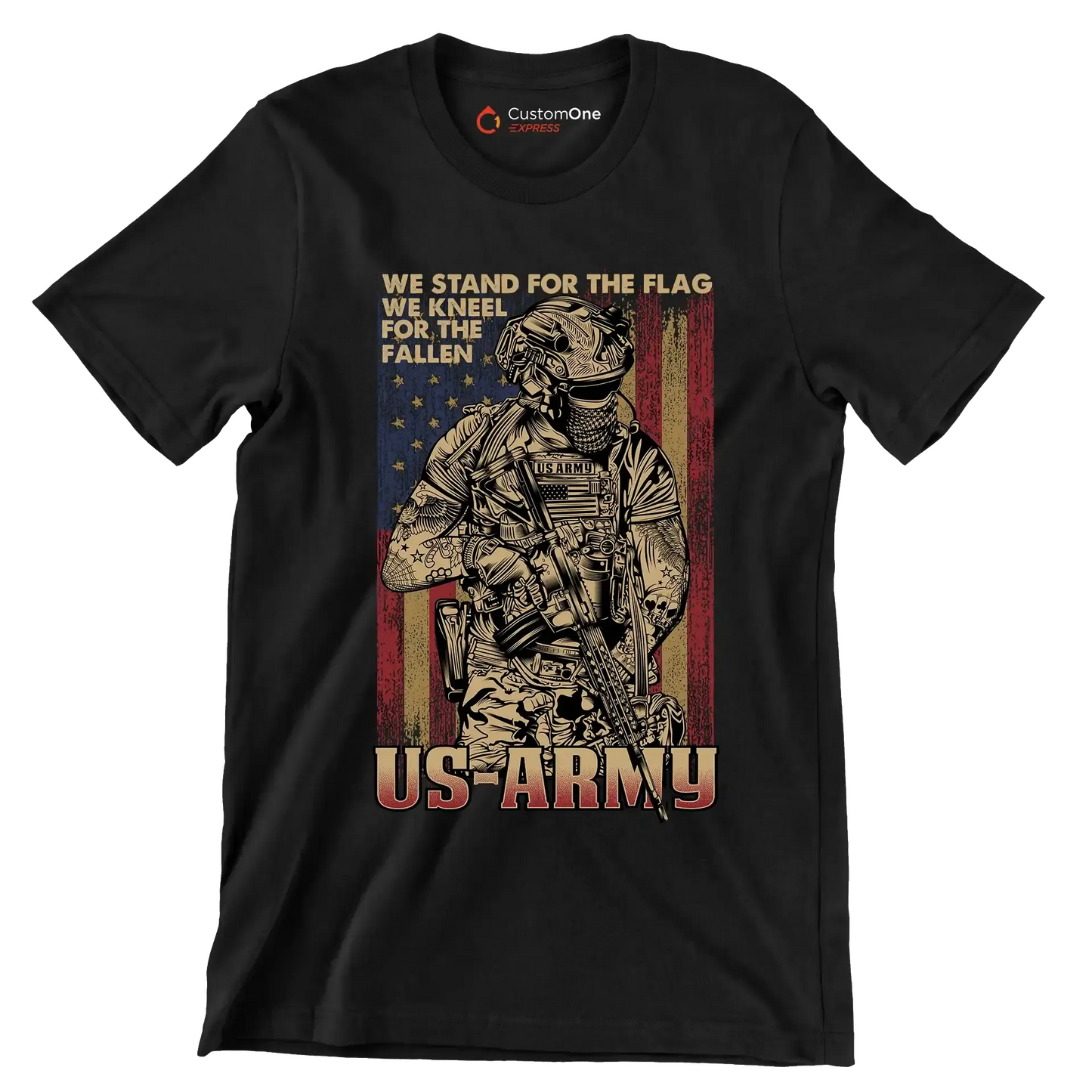 We stand for the flag us army US ARMY - Veterans Themed T-Shirt-Black-Custom One Express