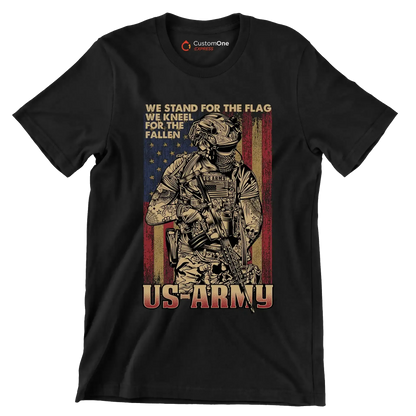 We stand for the flag us army US ARMY - Veterans Themed T-Shirt-Black-Custom One Express