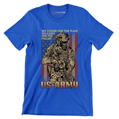 We stand for the flag us army US ARMY - Veterans Themed T-Shirt-Blue-Custom One Express