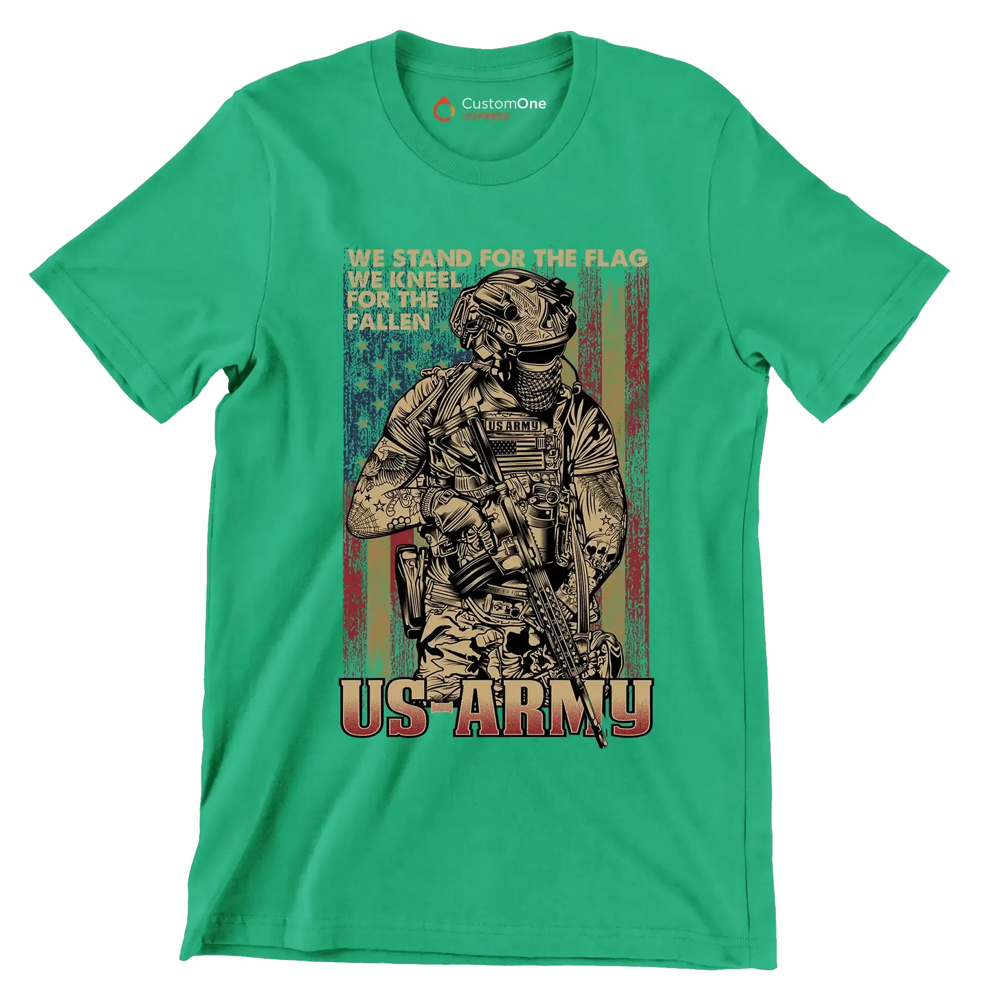 We stand for the flag us army US ARMY - Veterans Themed T-Shirt-Green-Custom One Express