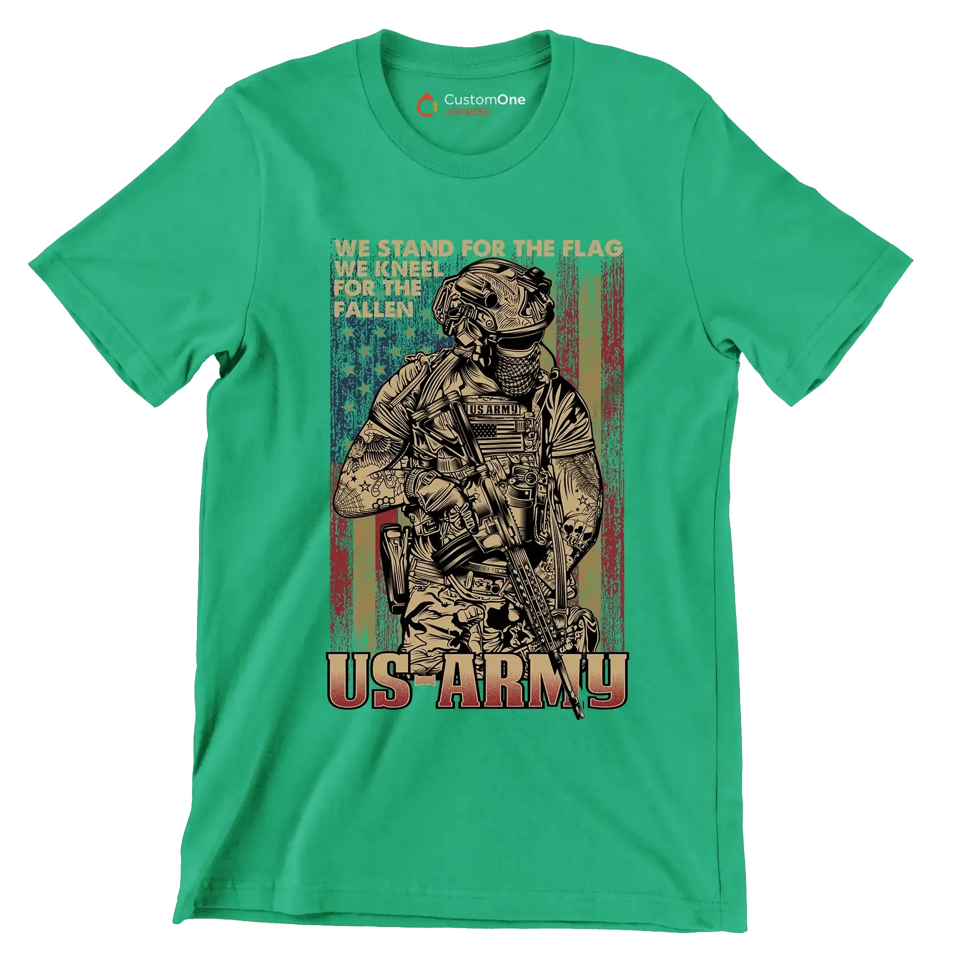 We stand for the flag us army US ARMY - Veterans Themed T-Shirt-Green-Custom One Express