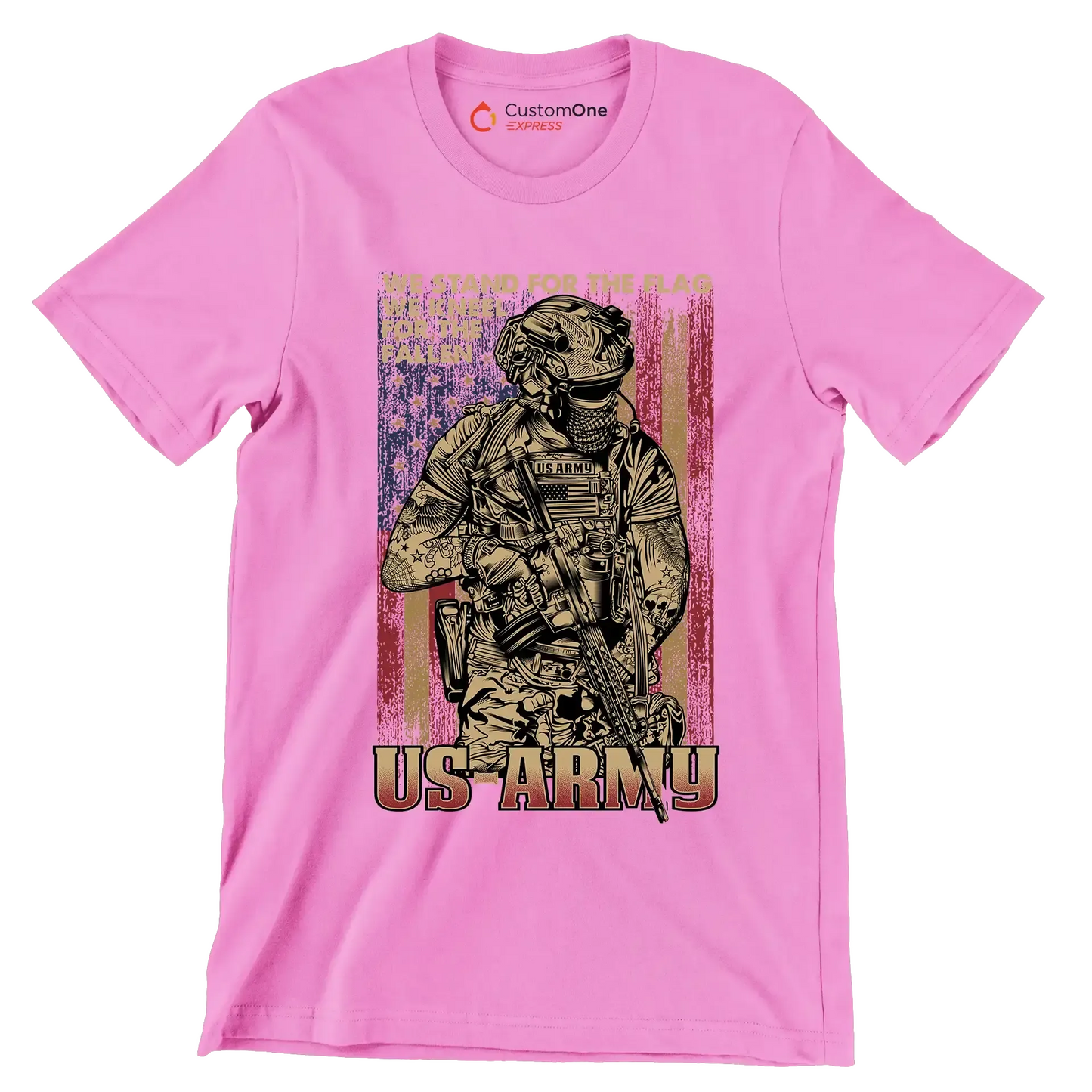 We stand for the flag us army US ARMY - Veterans Themed T-Shirt-Pink-Custom One Express