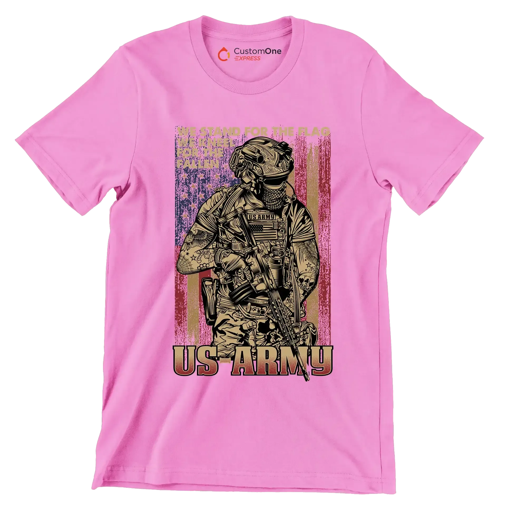 We stand for the flag us army US ARMY - Veterans Themed T-Shirt-Pink-Custom One Express