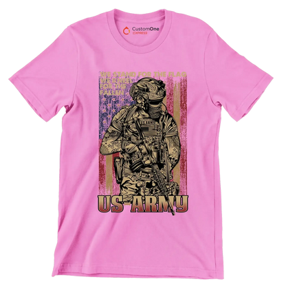 We stand for the flag us army US ARMY - Veterans Themed T-Shirt-Pink-Custom One Express