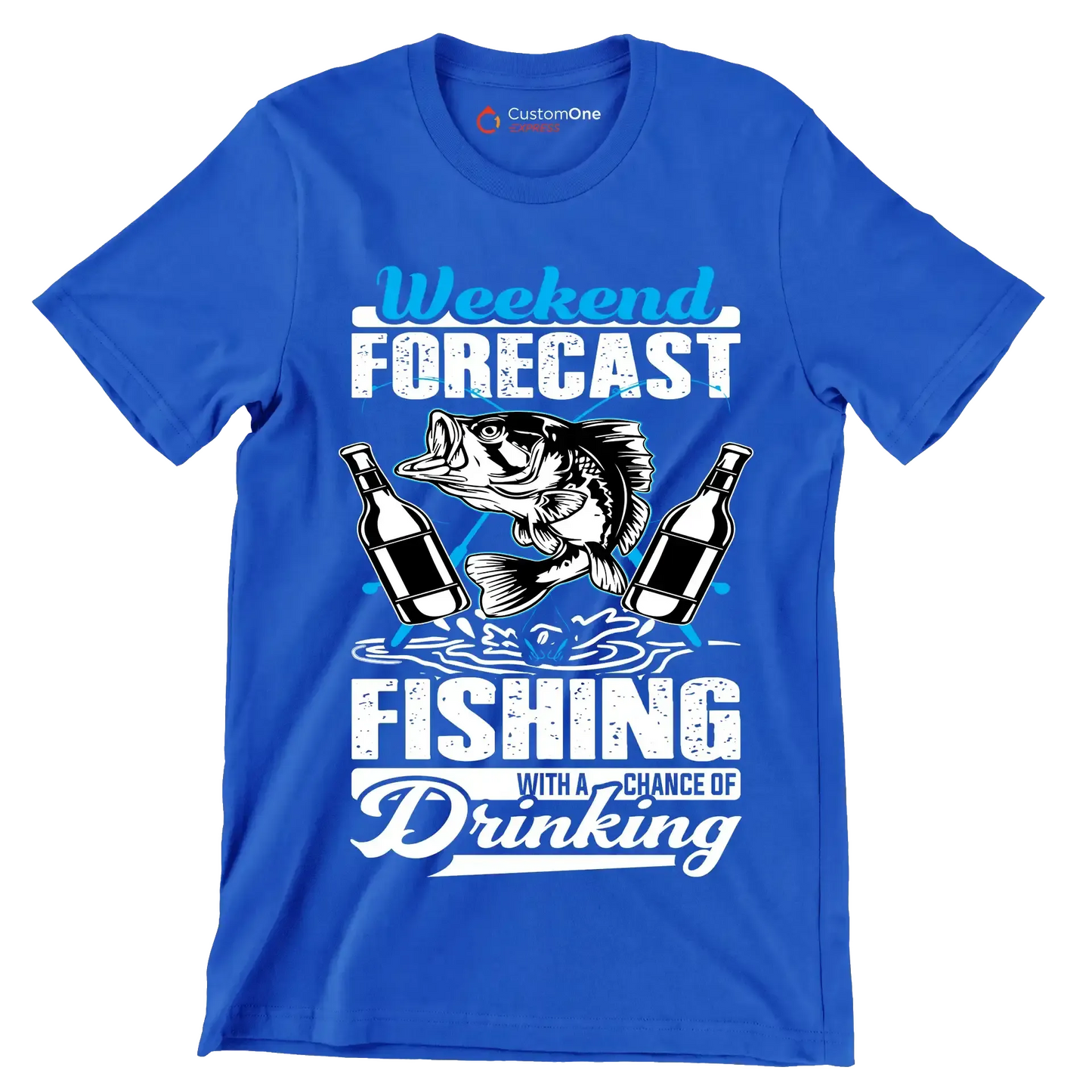 Weekend forecast fishing with a chance of drinking - Fishing Themed T-Shirt-Blue-S-Custom One Express