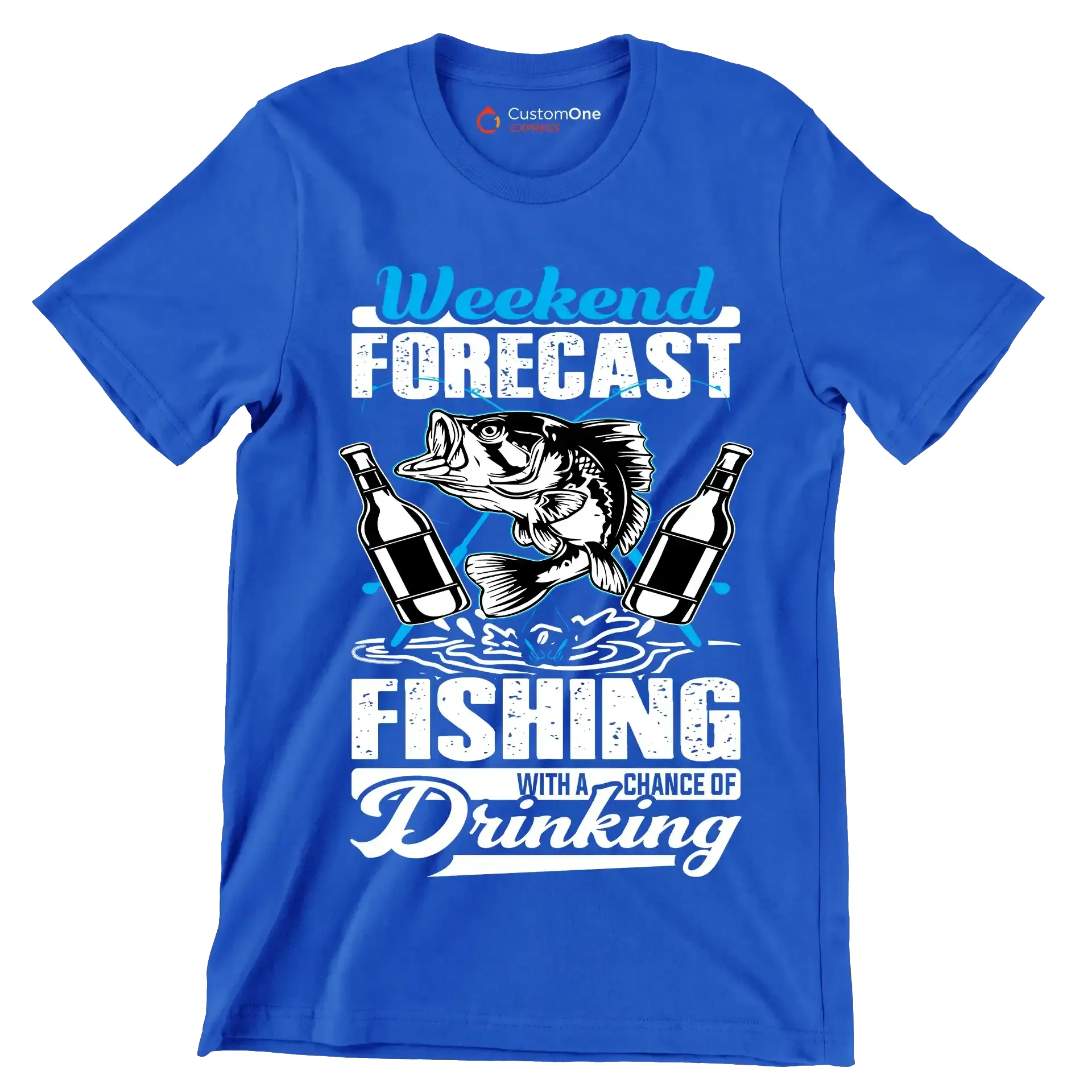 Weekend forecast fishing with a chance of drinking - Fishing Themed T-Shirt-Blue-S-Custom One Express