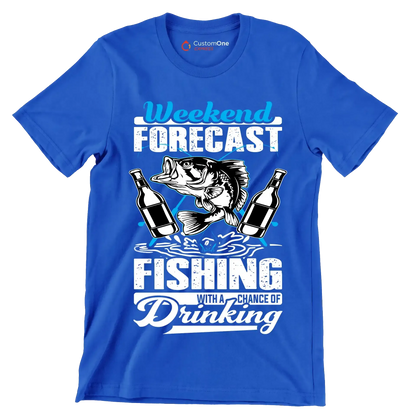 Weekend forecast fishing with a chance of drinking - Fishing Themed T-Shirt-Blue-S-Custom One Express