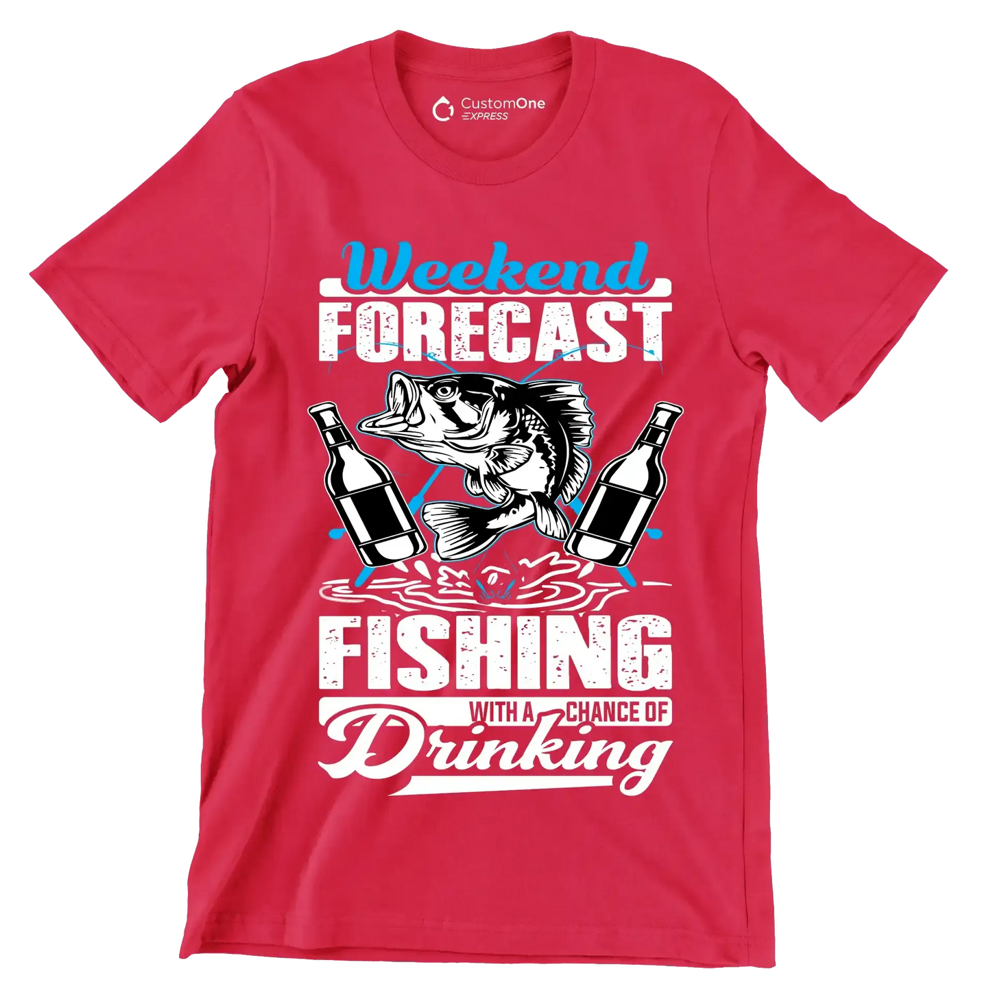 Weekend forecast fishing with a chance of drinking - Fishing Themed T-Shirt-Red-S-Custom One Express