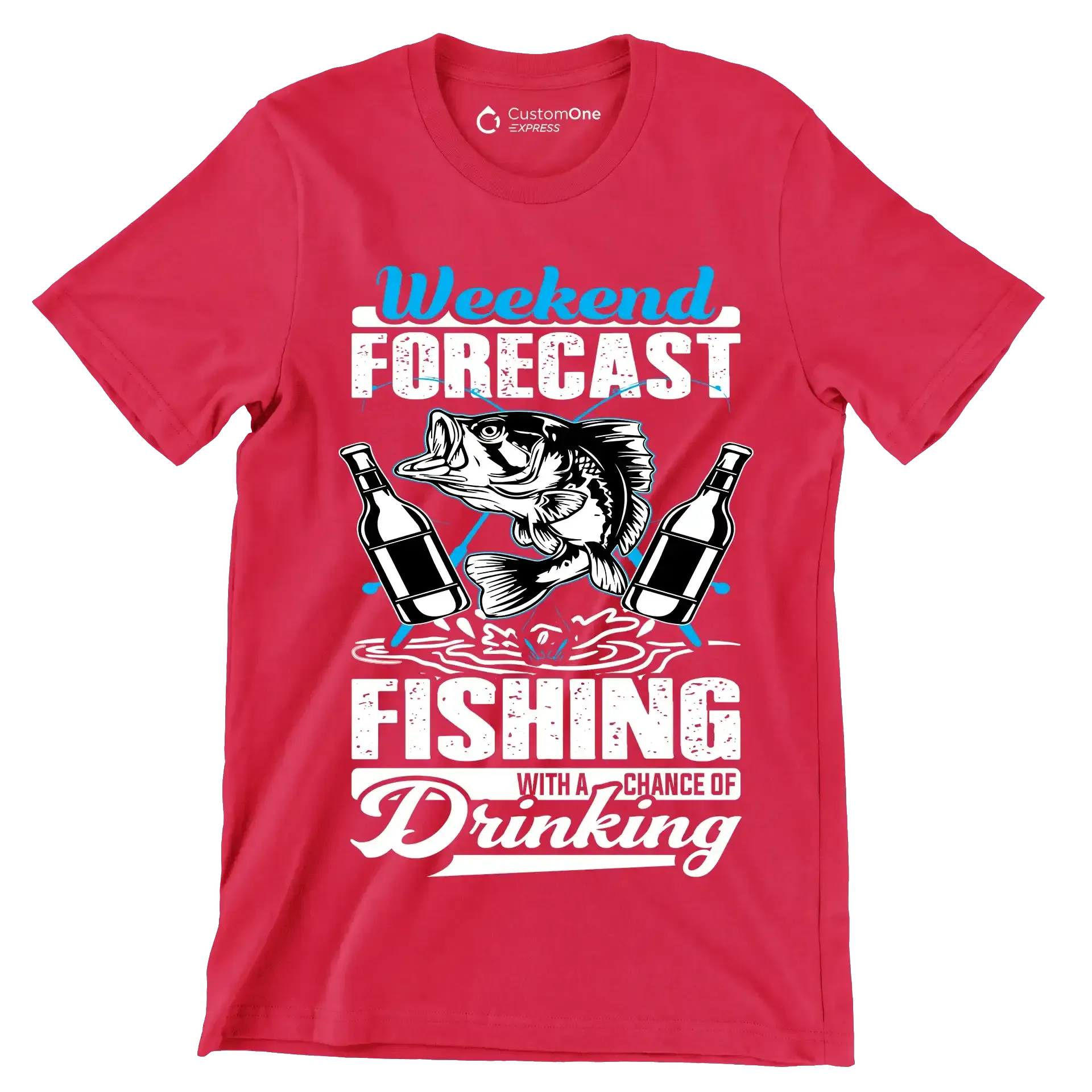 Weekend forecast fishing with a chance of drinking - Fishing Themed T-Shirt-Red-S-Custom One Express