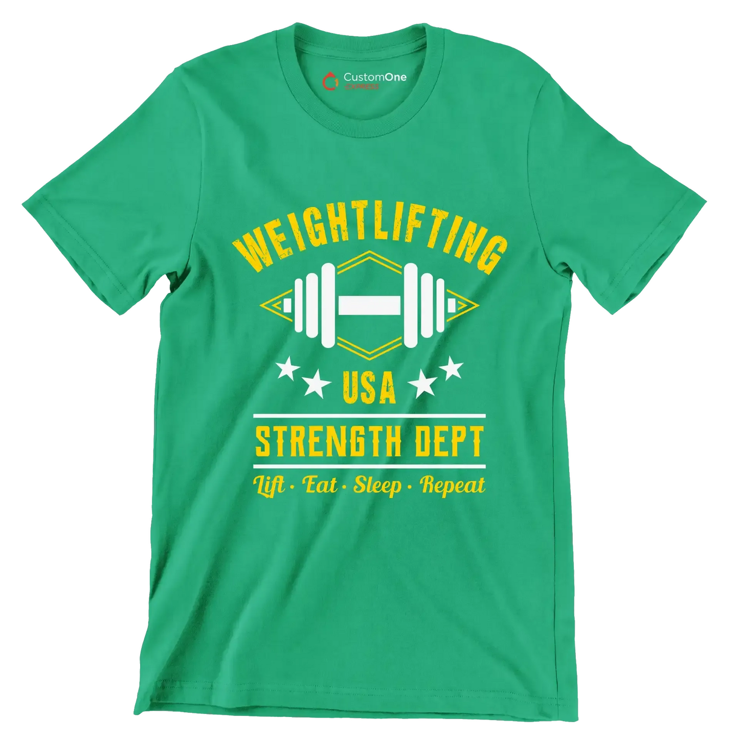 Weightlifting USA Strength Dept Lift Eat Sleep Repeat - Gym Themed T-Shirt-Green-S-Custom One Express