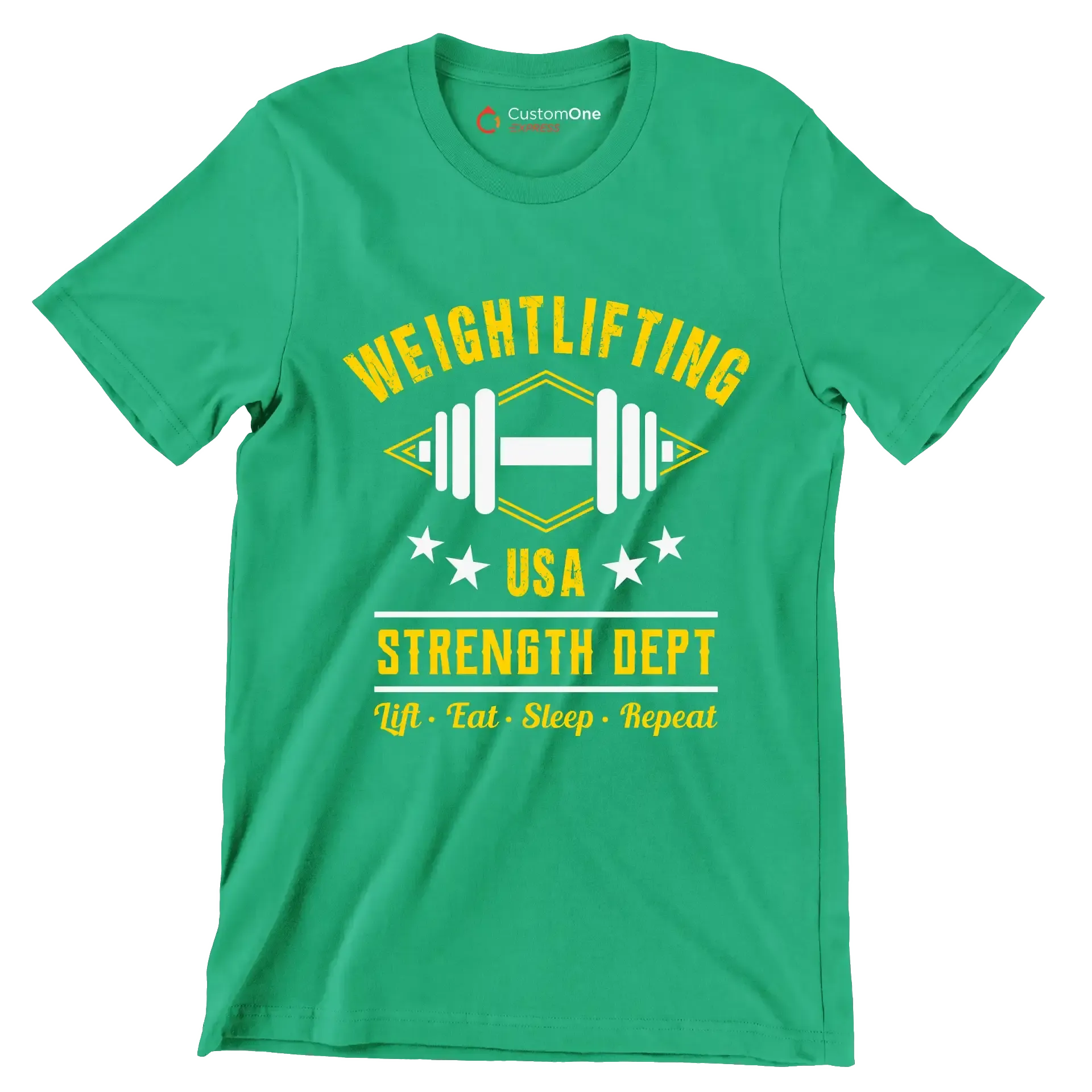 Weightlifting USA Strength Dept Lift Eat Sleep Repeat - Gym Themed T-Shirt-Green-S-Custom One Express