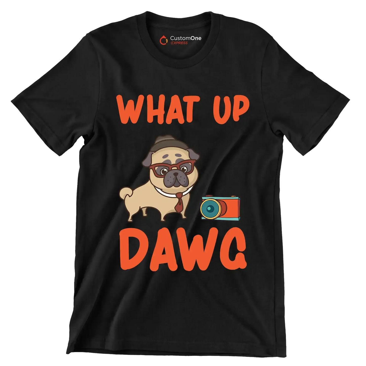 What up dawg - Dog Themed T-Shirt-Black-S-Custom One Express