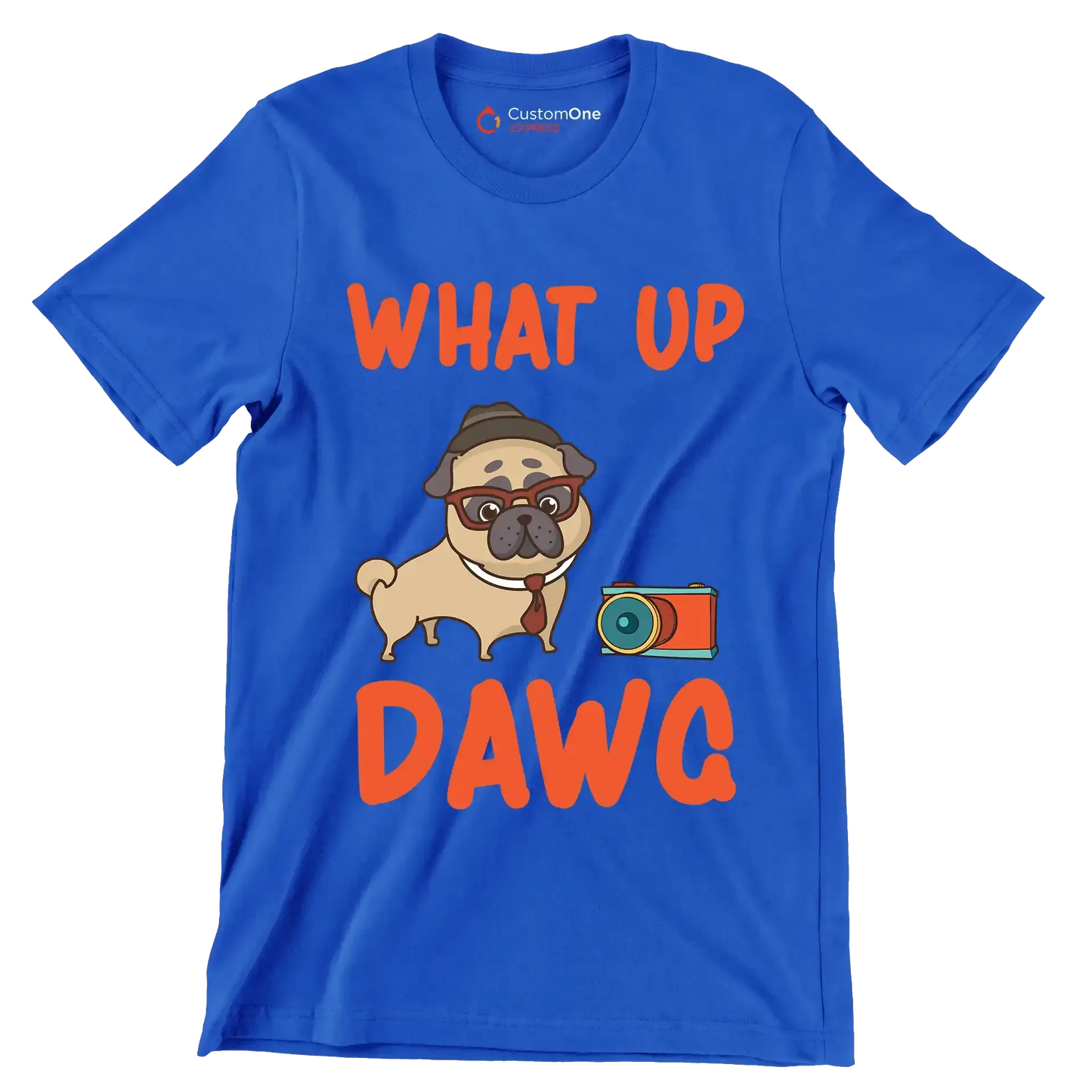 What up dawg - Dog Themed T-Shirt-Blue-S-Custom One Express
