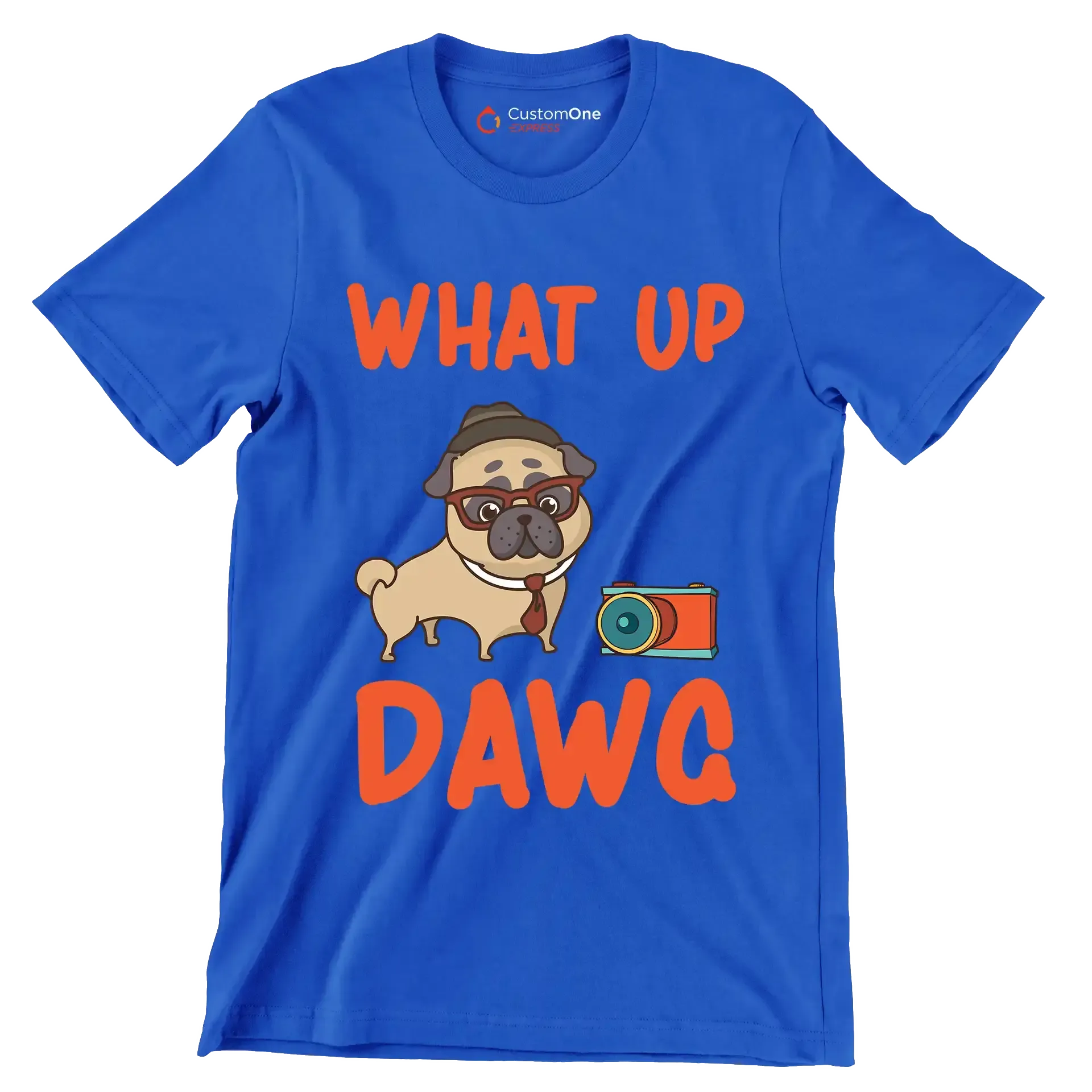 What up dawg - Dog Themed T-Shirt-Blue-S-Custom One Express