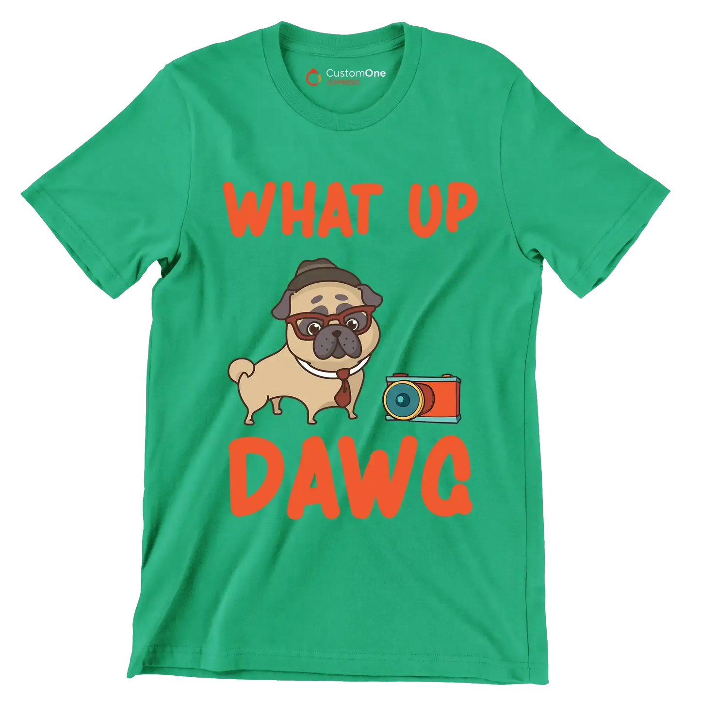 What up dawg - Dog Themed T-Shirt-Green-S-Custom One Express