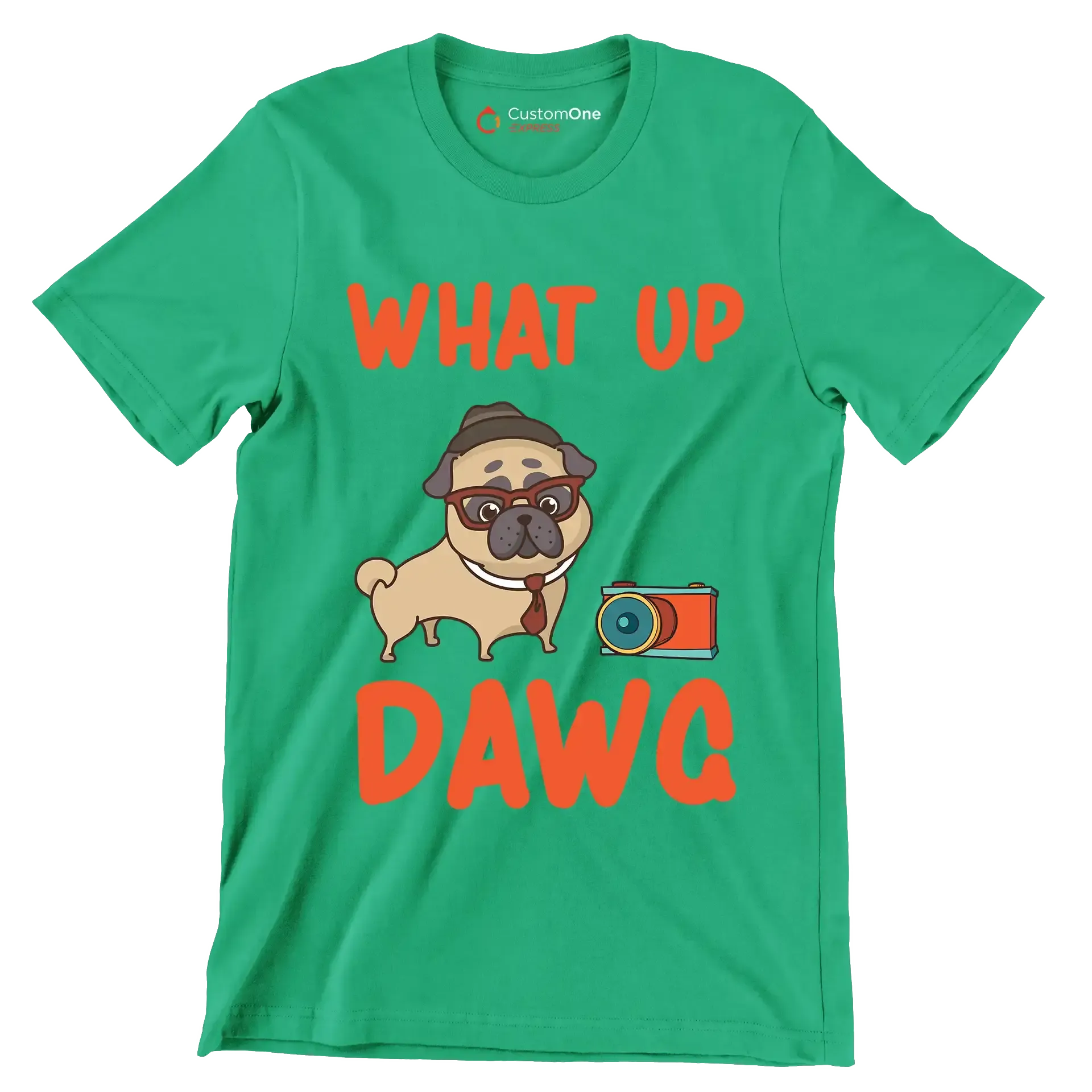 What up dawg - Dog Themed T-Shirt-Green-S-Custom One Express