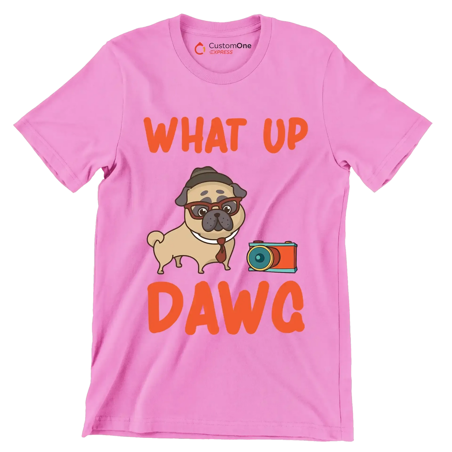 What up dawg - Dog Themed T-Shirt-Pink-S-Custom One Express