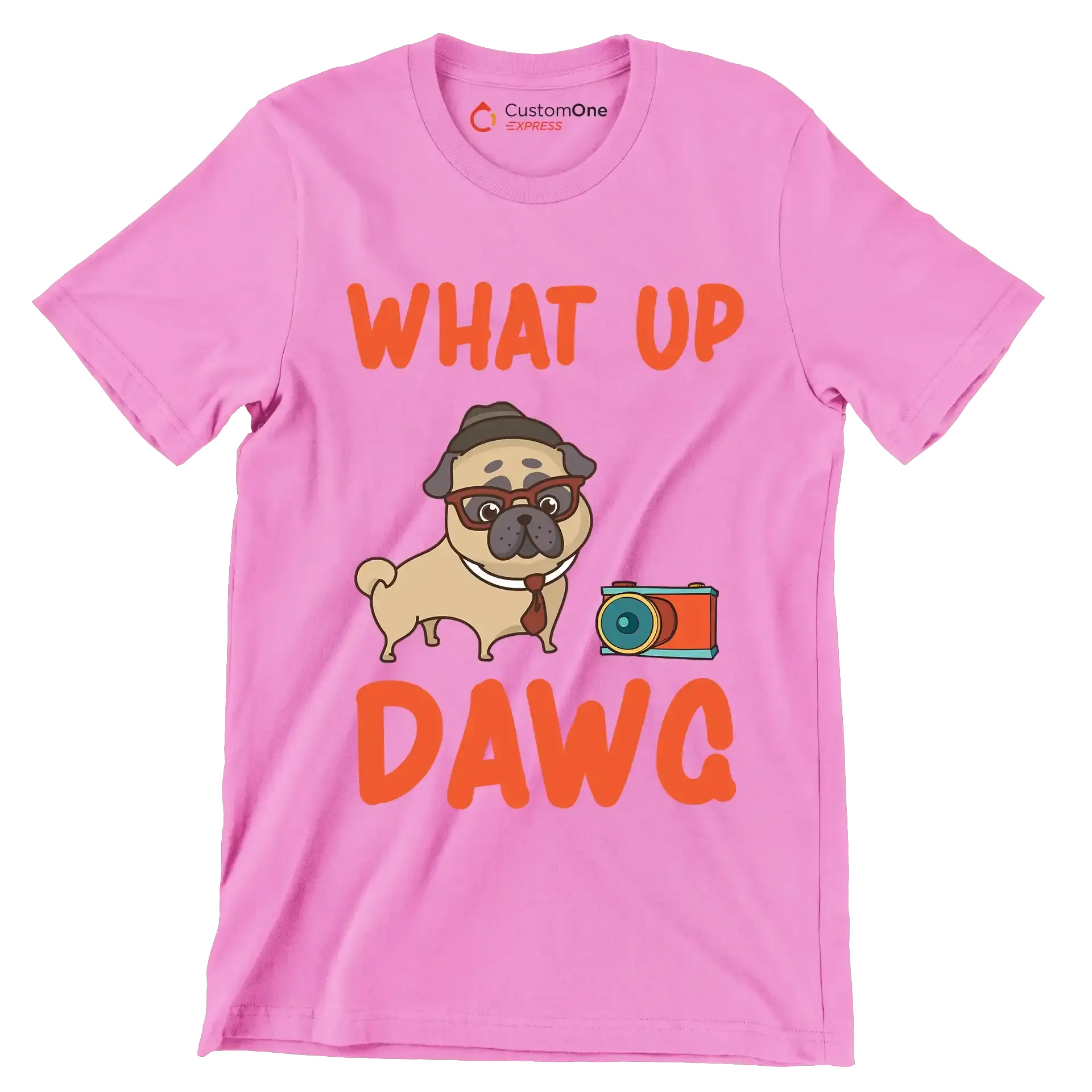 What up dawg - Dog Themed T-Shirt-Pink-S-Custom One Express