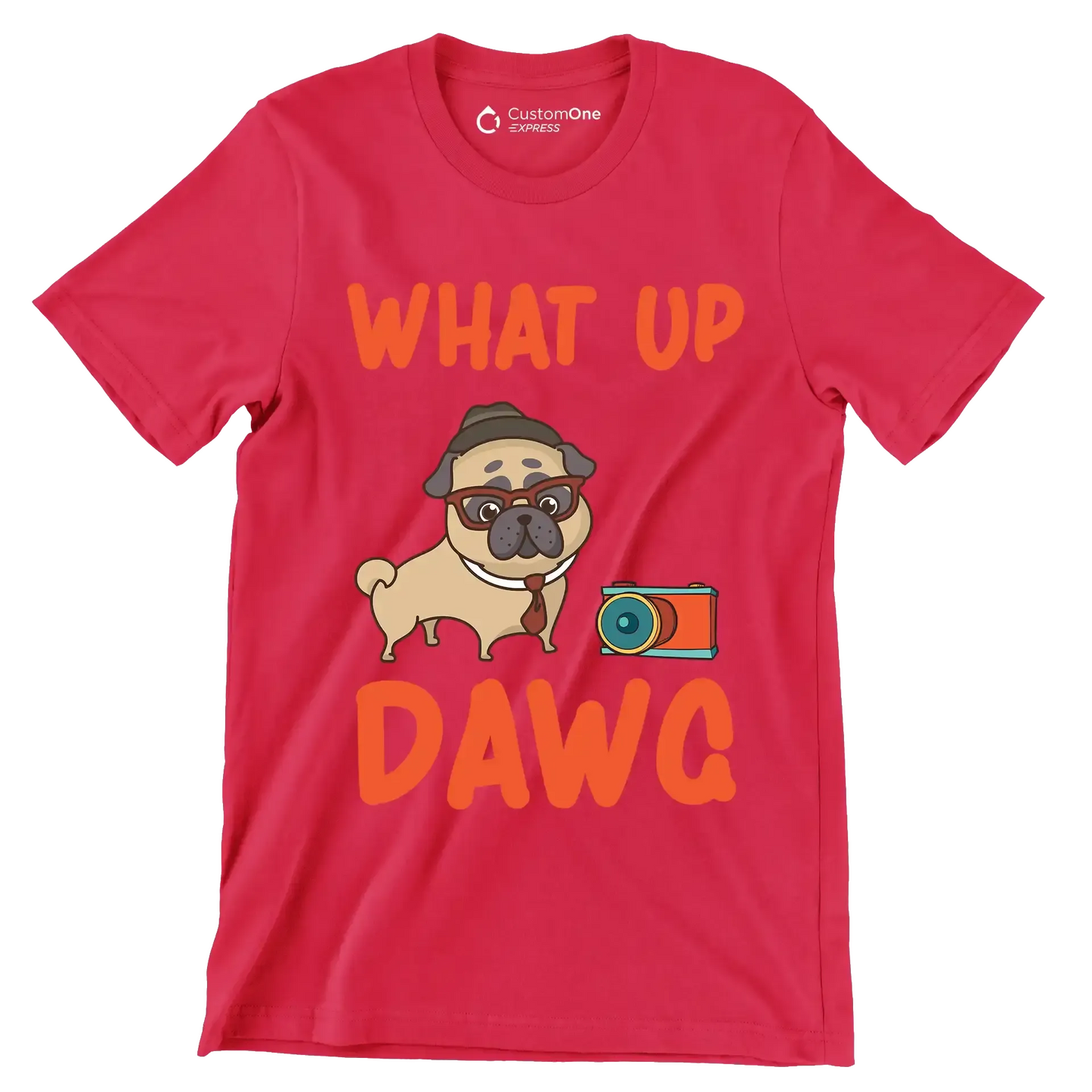 What up dawg - Dog Themed T-Shirt-Red-S-Custom One Express