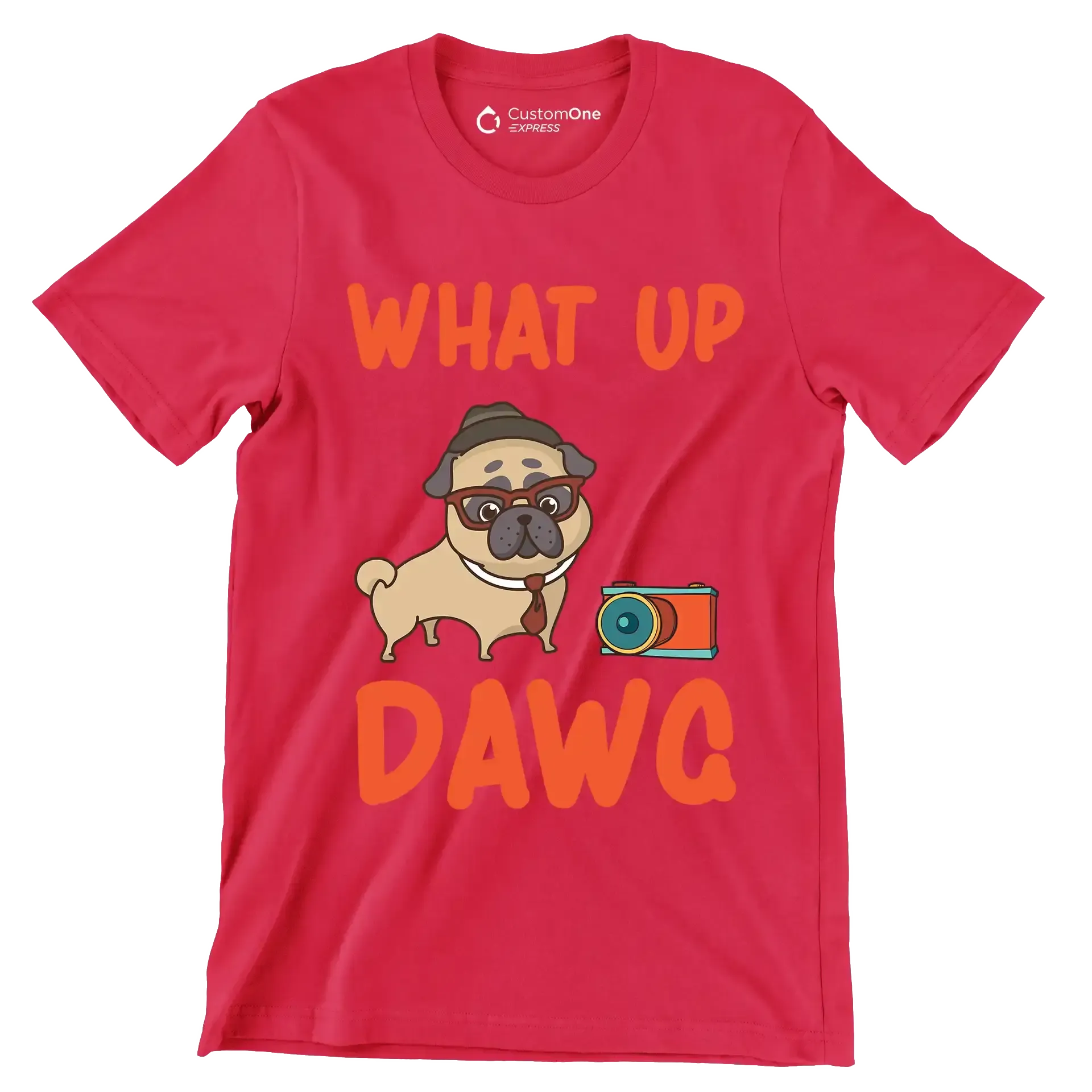 What up dawg - Dog Themed T-Shirt-Red-S-Custom One Express