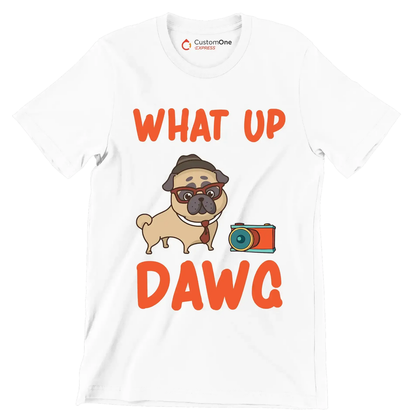 What up dawg - Dog Themed T-Shirt-White-S-Custom One Express