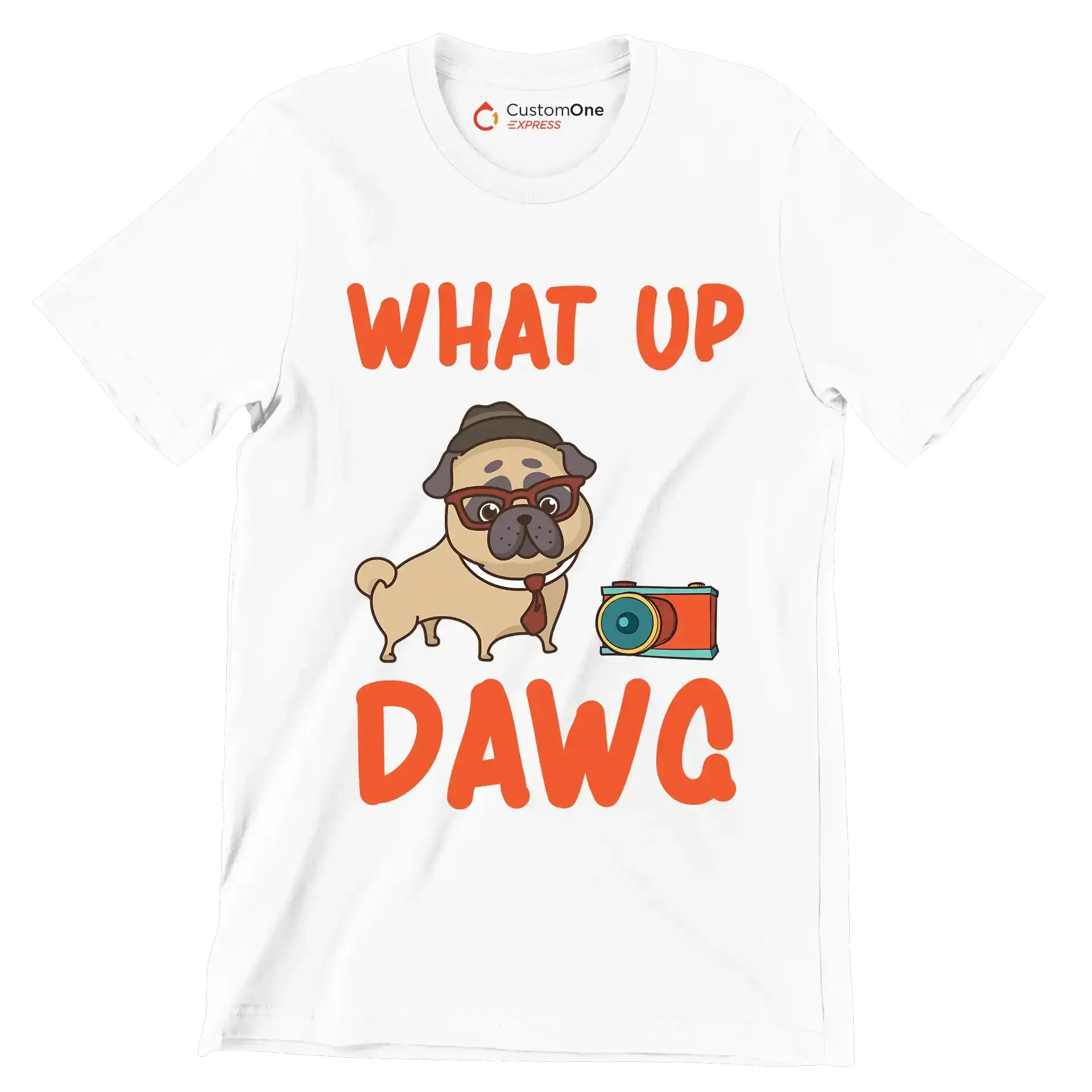 What up dawg - Dog Themed T-Shirt-White-S-Custom One Express