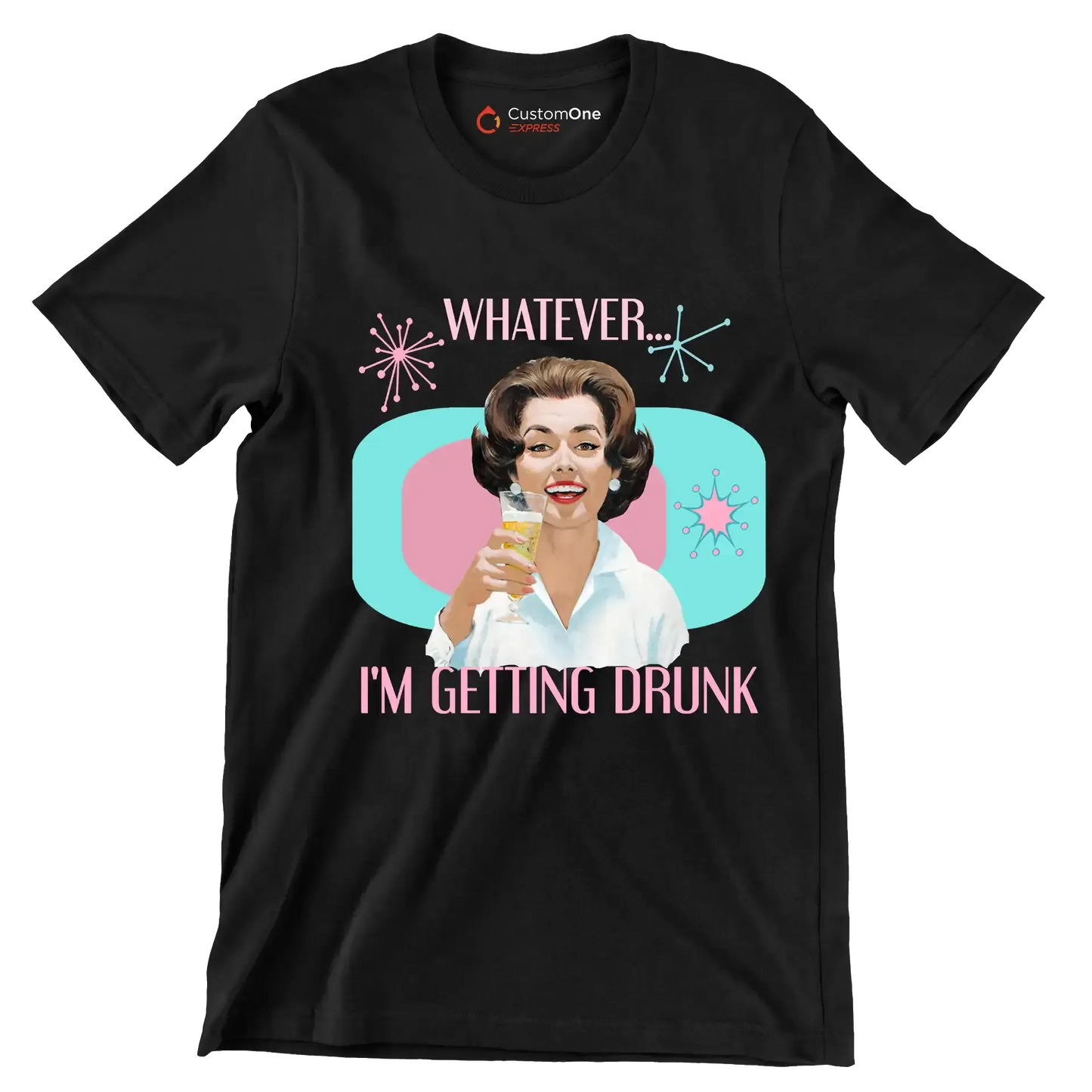 Whatever I'm getting drunk - Retro Themed T-Shirt-Black-S-Custom One Express
