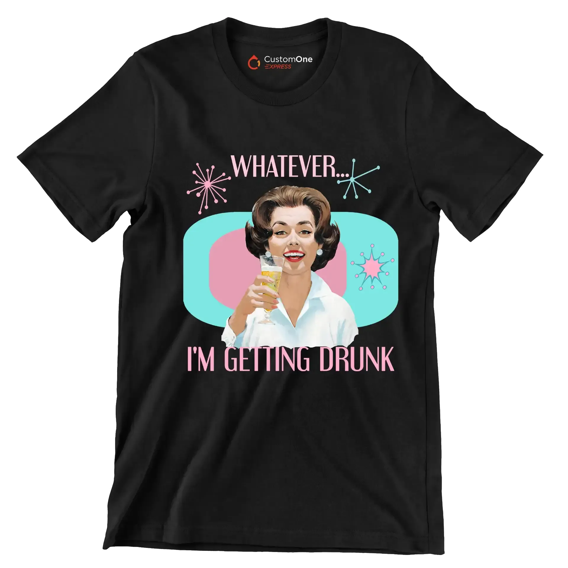 Whatever I'm getting drunk - Retro Themed T-Shirt-Black-S-Custom One Express