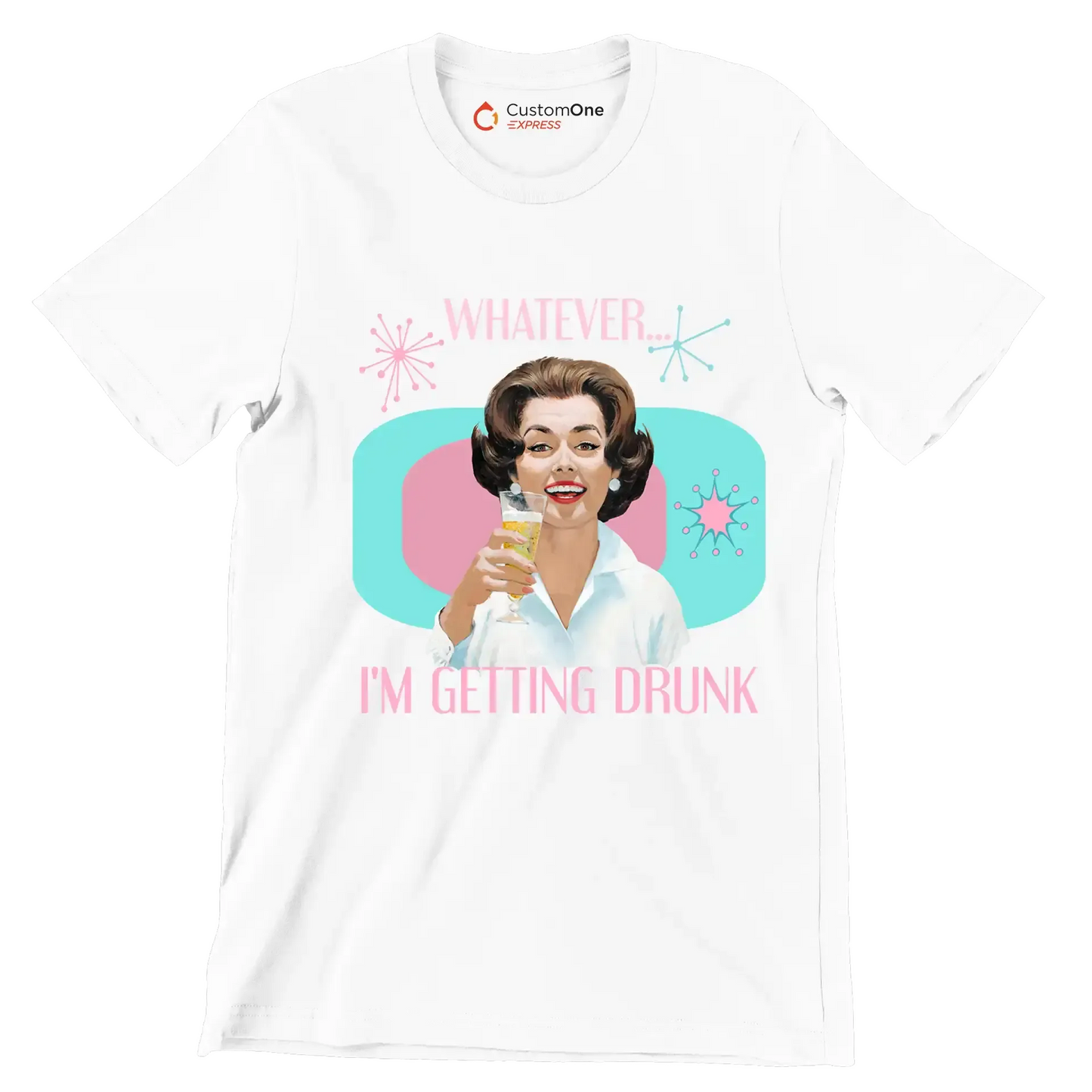 Whatever I'm getting drunk - Retro Themed T-Shirt-White-S-Custom One Express