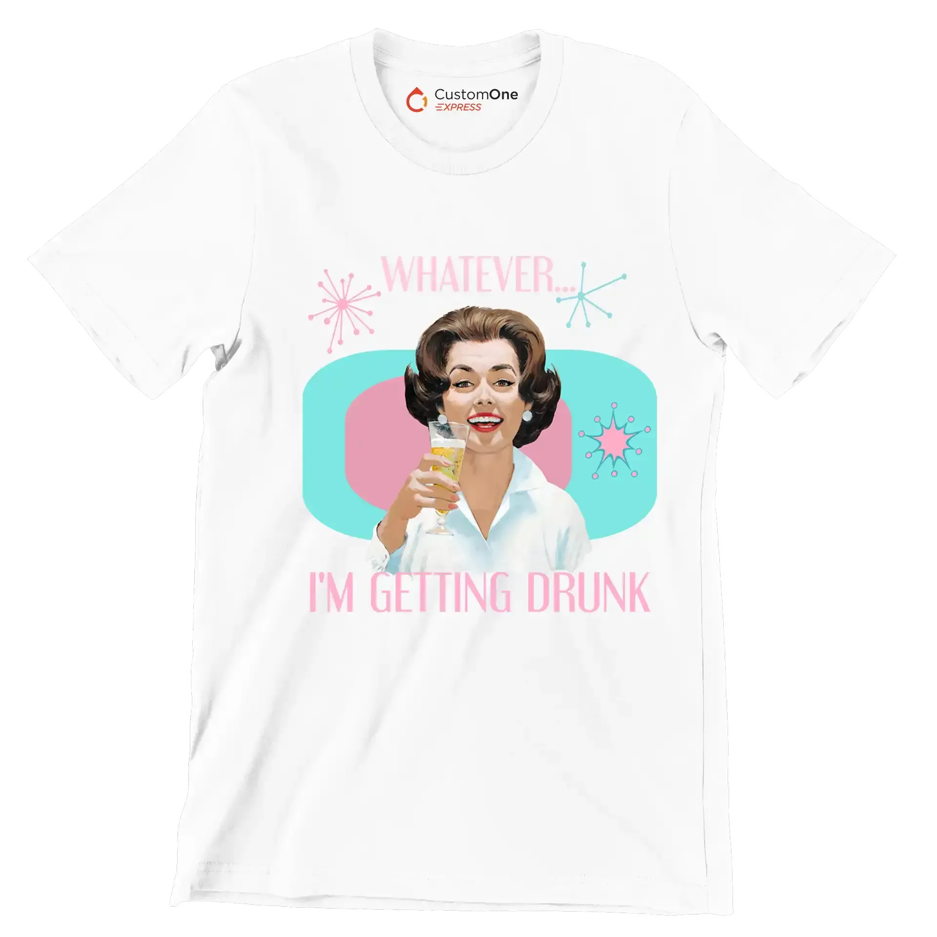 Whatever I'm getting drunk - Retro Themed T-Shirt-White-S-Custom One Express