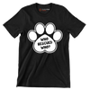 Who rescued who - Dog Themed T-Shirt-Black-S-Custom One Express