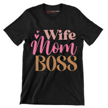 Wife Mom Boss - Mother’s Day T-Shirt-Black-S-Custom One Express