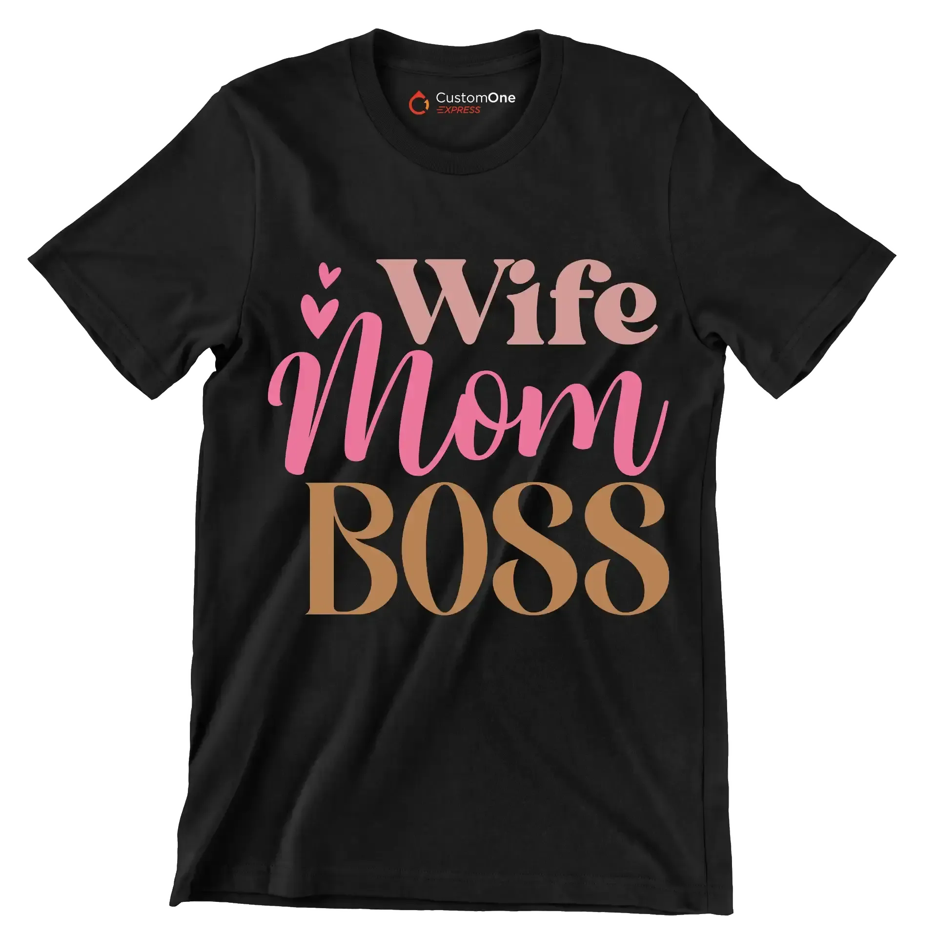 Wife Mom Boss - Mother’s Day T-Shirt-Black-S-Custom One Express