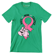 Wife Mom Fighter - Breast Cancer Awareness T-Shirt-Green-S-Custom One Express