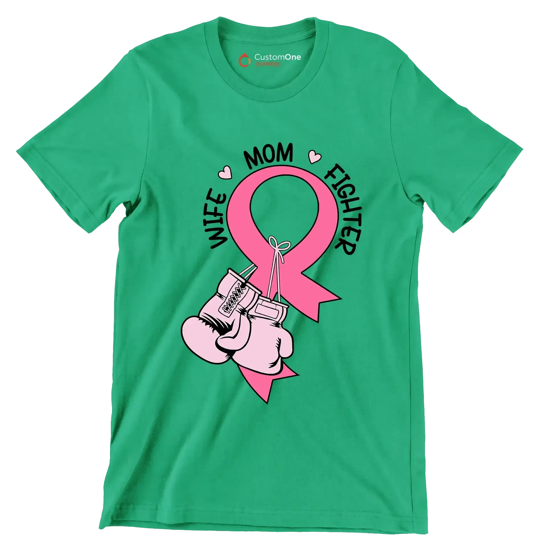 Wife Mom Fighter - Breast Cancer Awareness T-Shirt